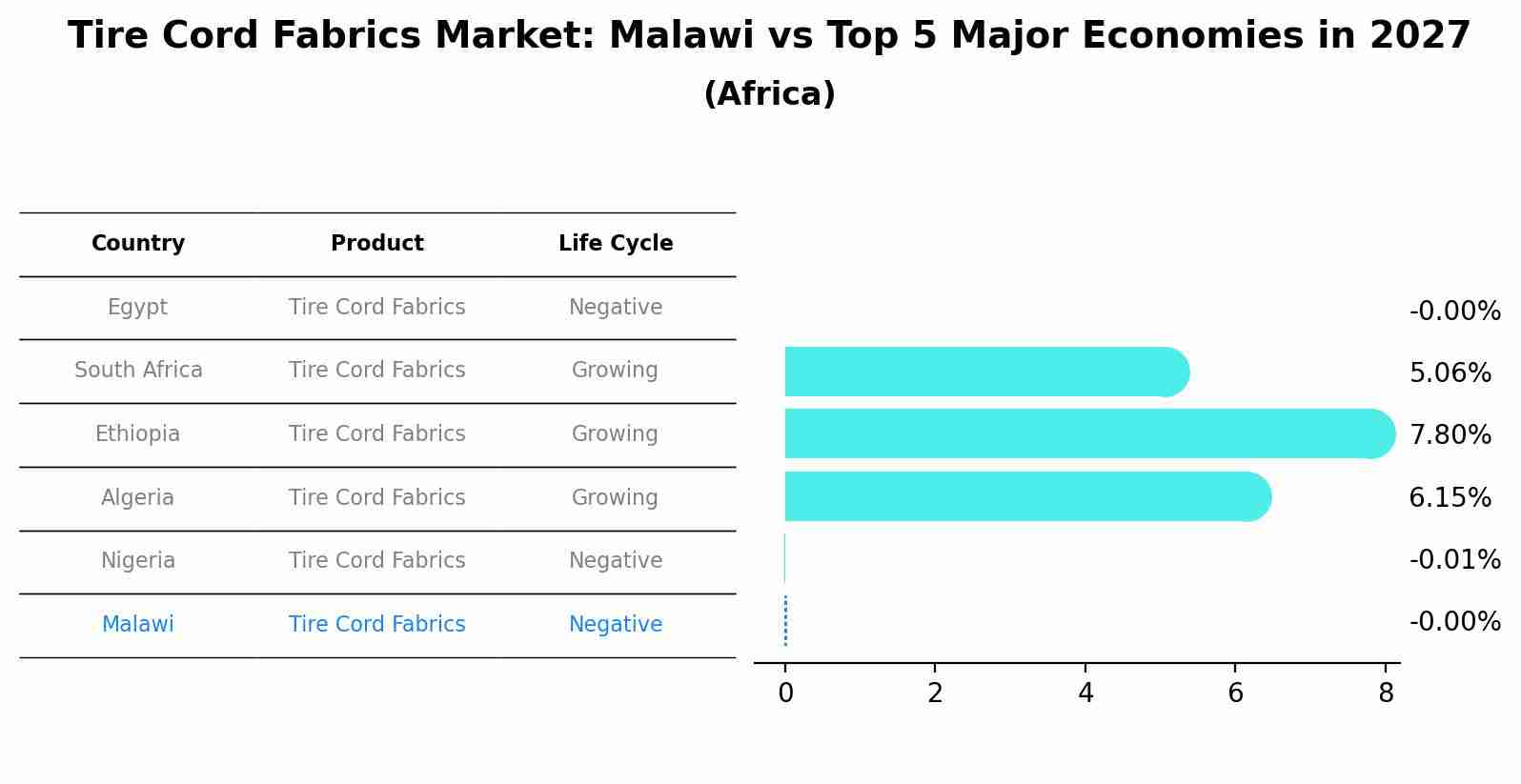 Tire Cord Fabrics Market: Malawi vs Top 5 Major Economies in 2027 (Africa)