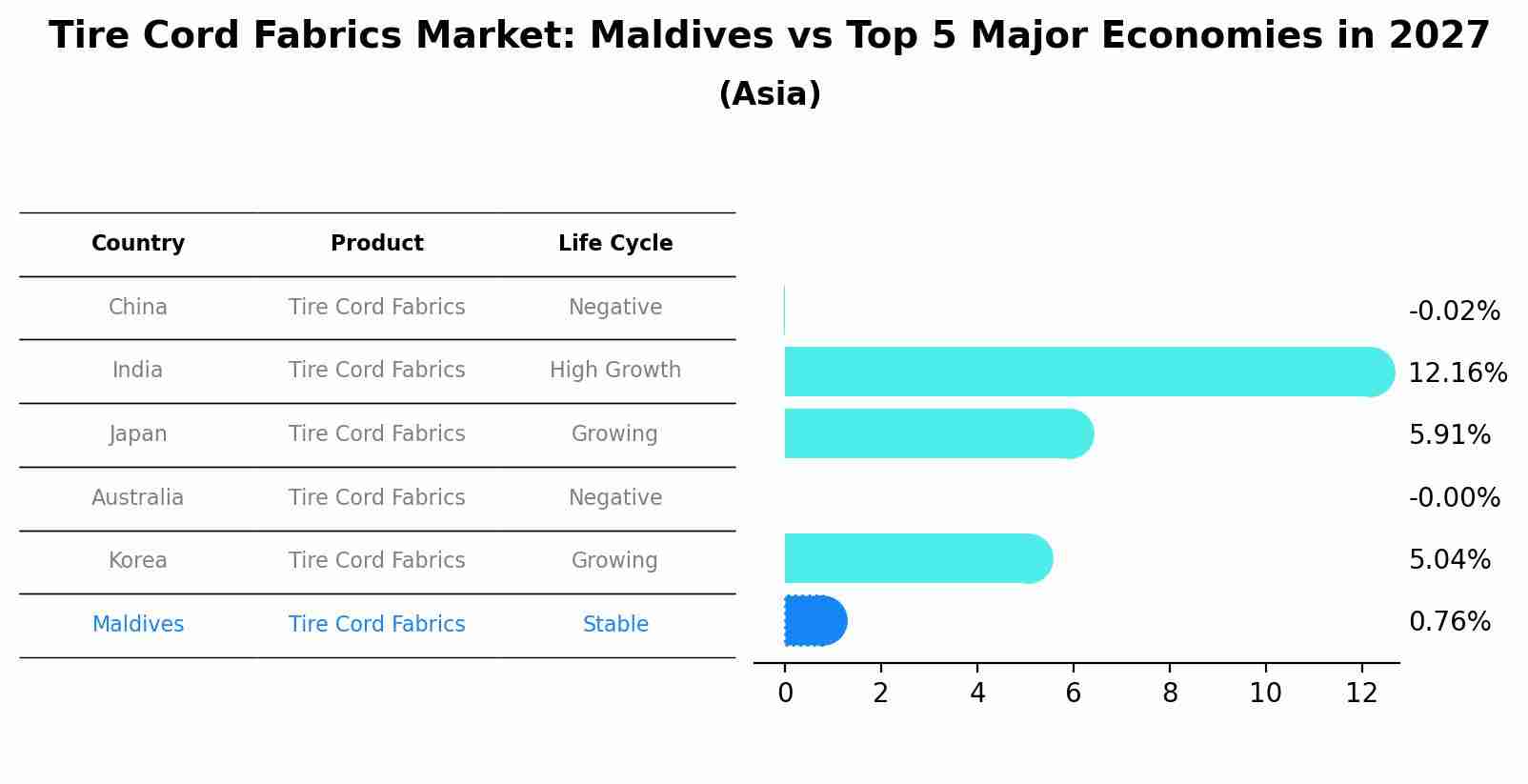 Tire Cord Fabrics Market: Maldives vs Top 5 Major Economies in 2027 (Asia)