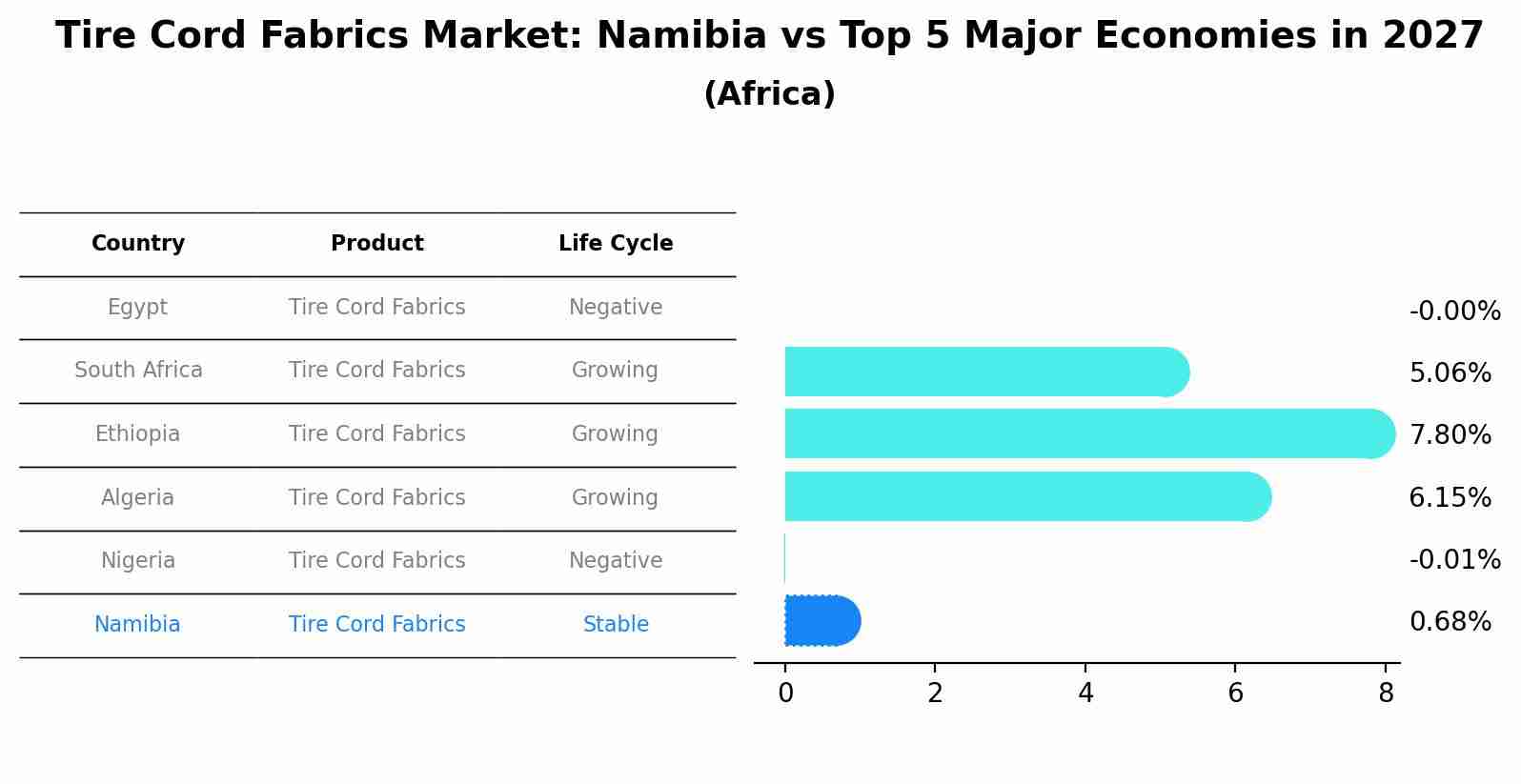 Tire Cord Fabrics Market: Namibia vs Top 5 Major Economies in 2027 (Africa)