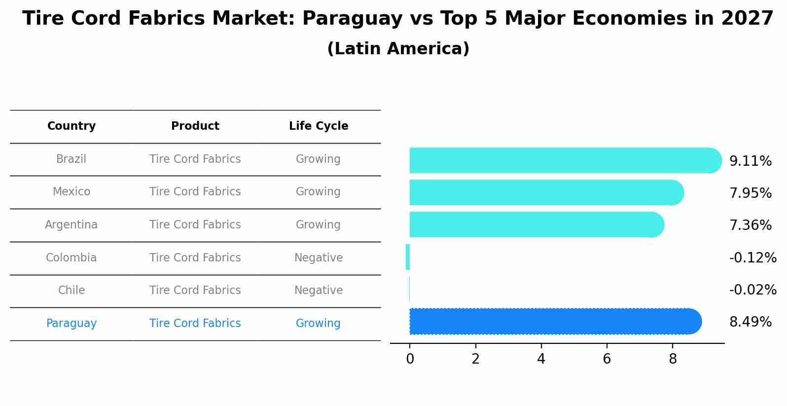 Tire Cord Fabrics Market: Paraguay vs Top 5 Major Economies in 2027 (Latin America)