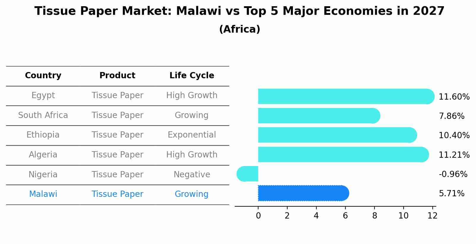 Tissue Paper Market: Malawi vs Top 5 Major Economies in 2027 (Africa)