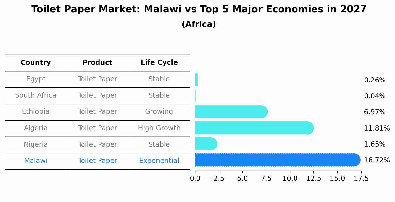Toilet Paper Market: Malawi vs Top 5 Major Economies in 2027 (Africa)