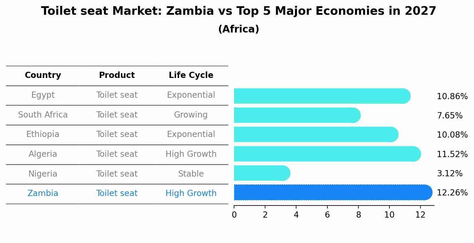 Toilet seat Market: Zambia vs Top 5 Major Economies in 2027 (Africa)