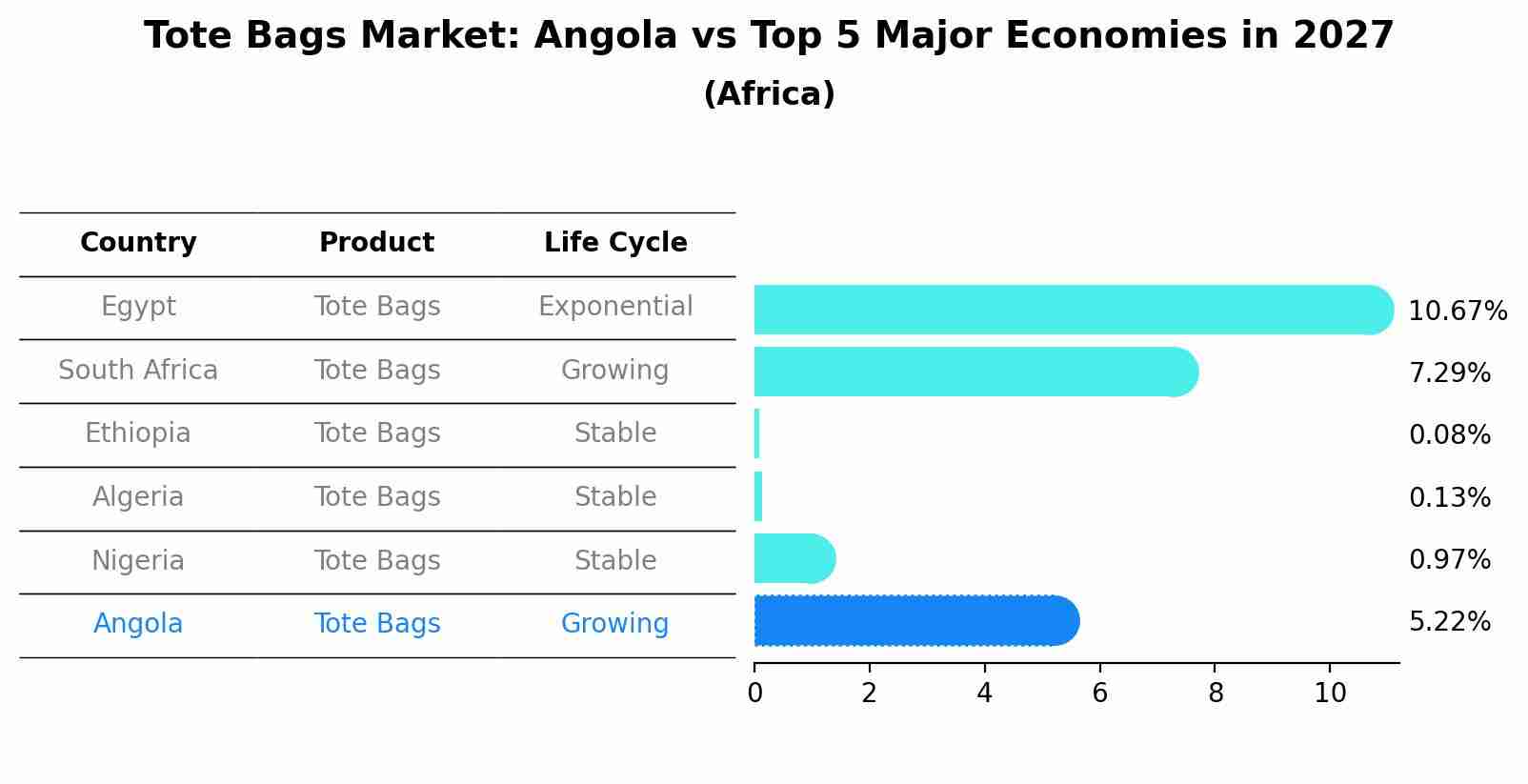 Tote Bags Market: Angola vs Top 5 Major Economies in 2027 (Africa)