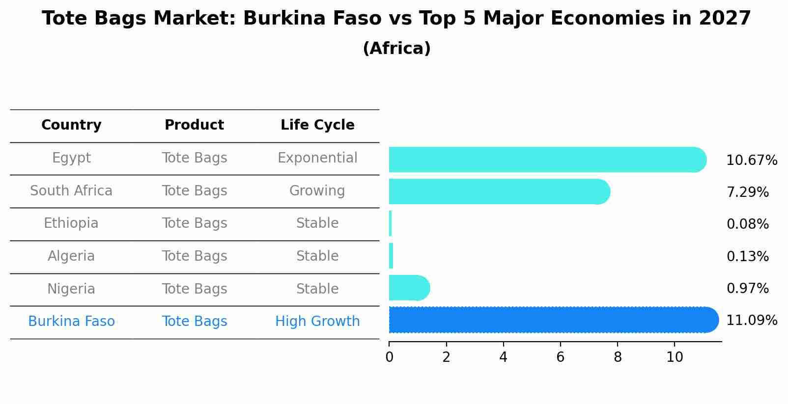 Tote Bags Market: Burkina Faso vs Top 5 Major Economies in 2027 (Africa)