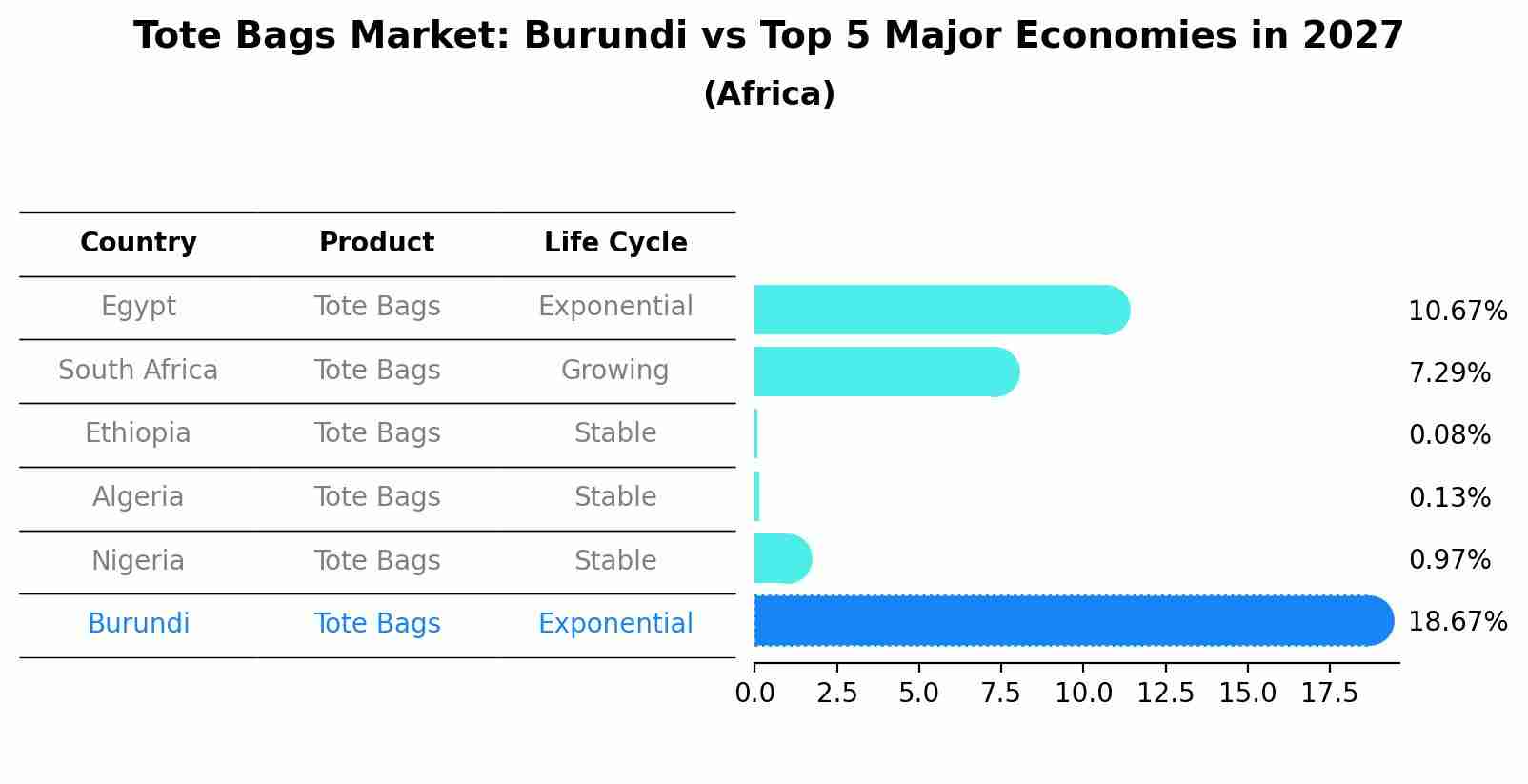 Tote Bags Market: Burundi vs Top 5 Major Economies in 2027 (Africa)