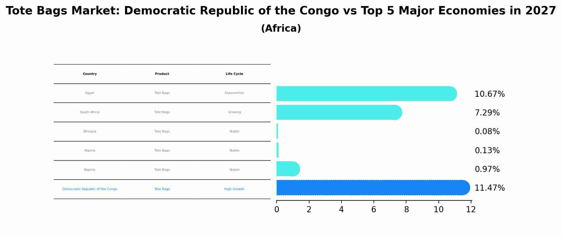 Tote Bags Market: Democratic Republic of the Congo vs Top 5 Major Economies in 2027 (Africa)