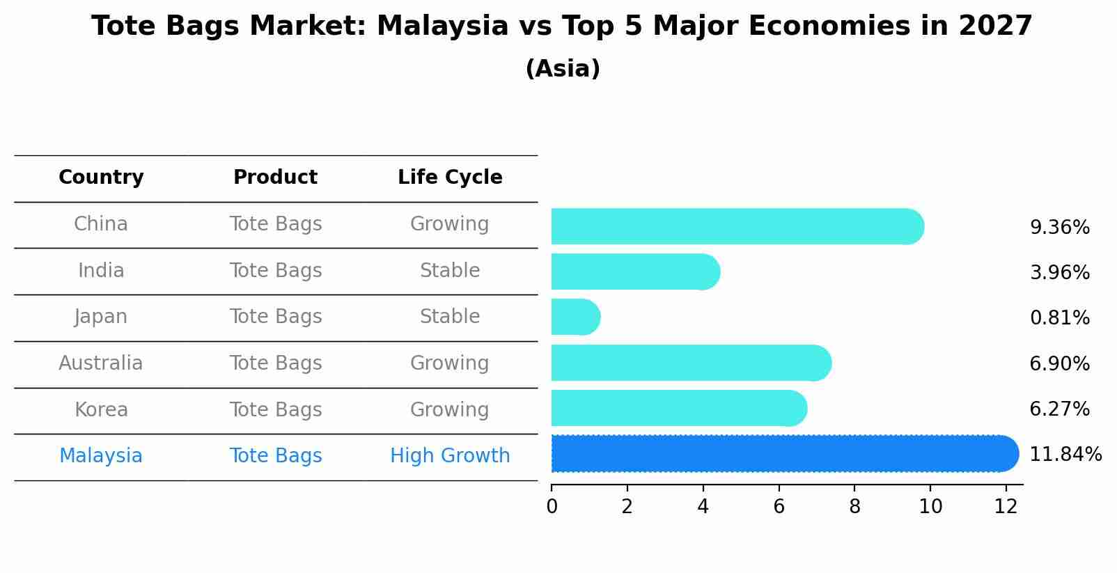 Tote Bags Market: Malaysia vs Top 5 Major Economies in 2027 (Asia)