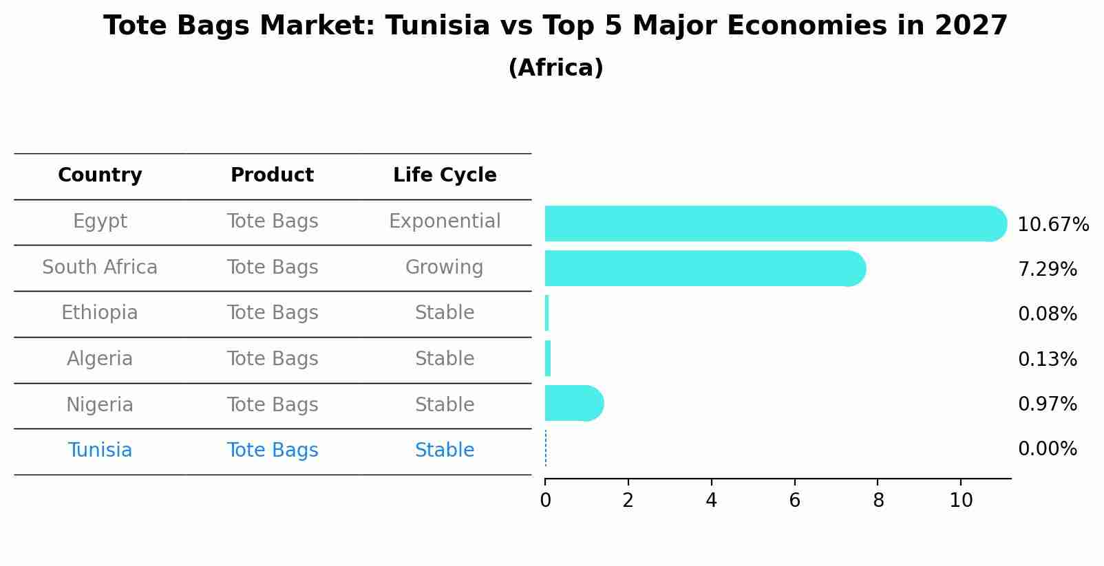 Tote Bags Market: Tunisia vs Top 5 Major Economies in 2027 (Africa)
