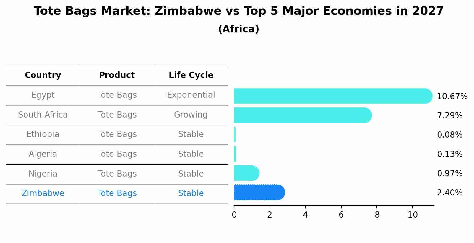 Tote Bags Market: Zimbabwe vs Top 5 Major Economies in 2027 (Africa)