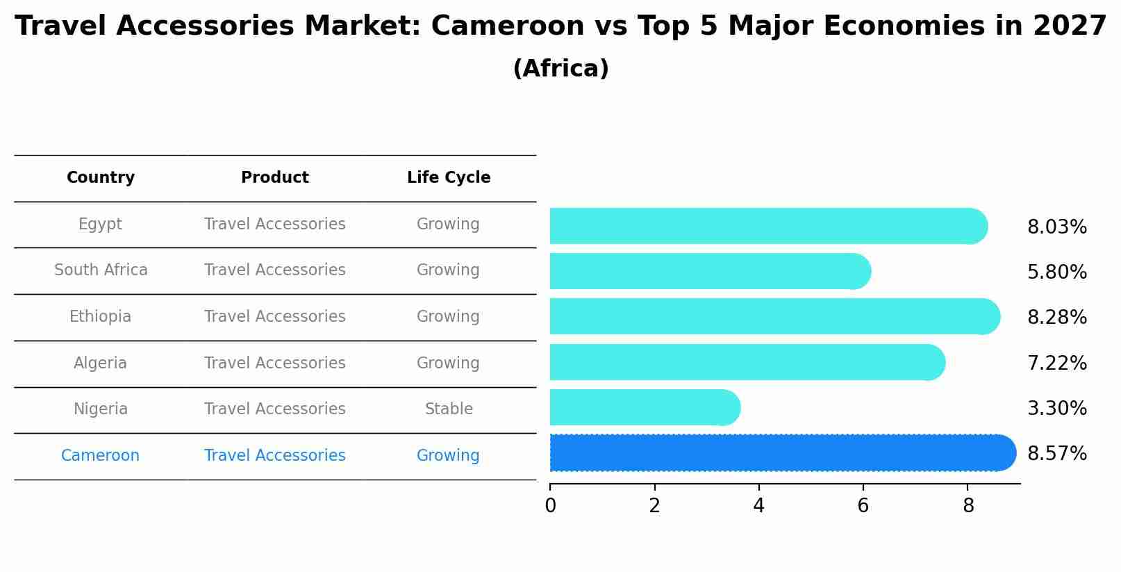 Travel Accessories Market: Cameroon vs Top 5 Major Economies in 2027 (Africa)