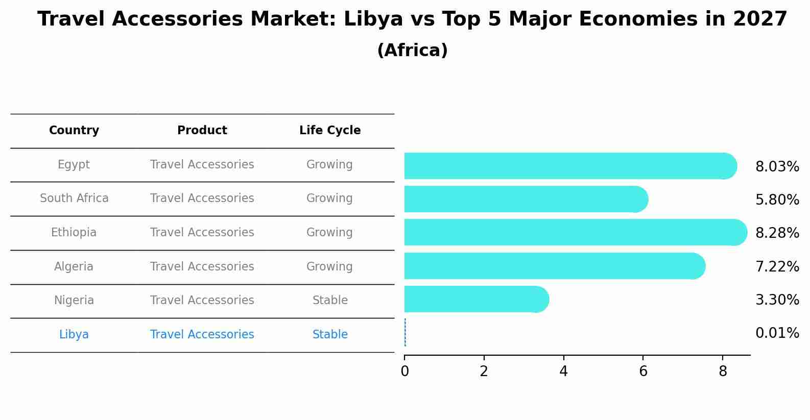 Travel Accessories Market: Libya vs Top 5 Major Economies in 2027 (Africa)