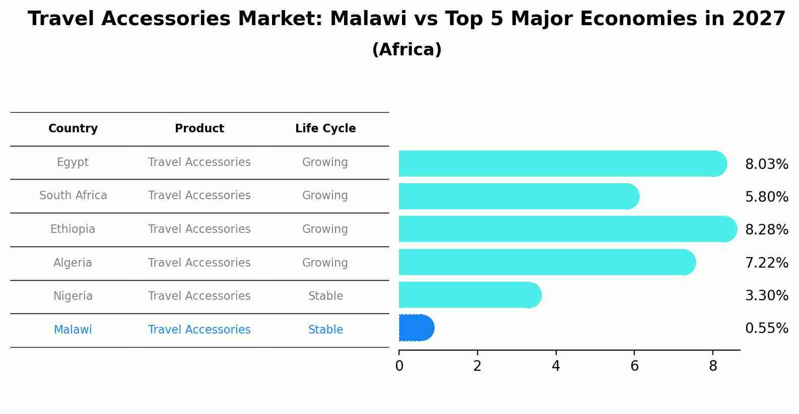 Travel Accessories Market: Malawi vs Top 5 Major Economies in 2027 (Africa)