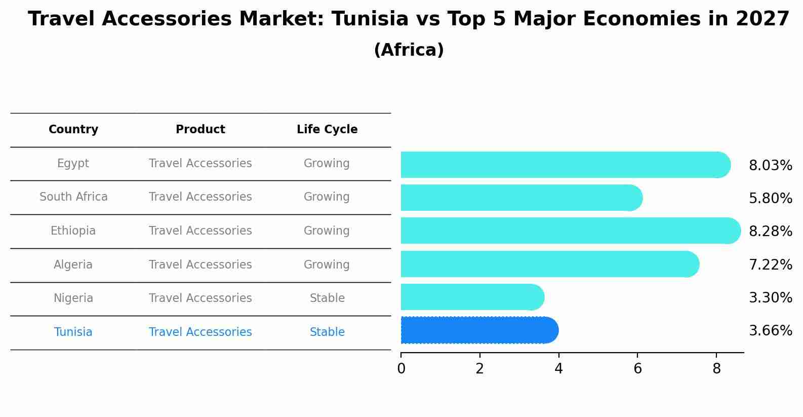 Travel Accessories Market: Tunisia vs Top 5 Major Economies in 2027 (Africa)