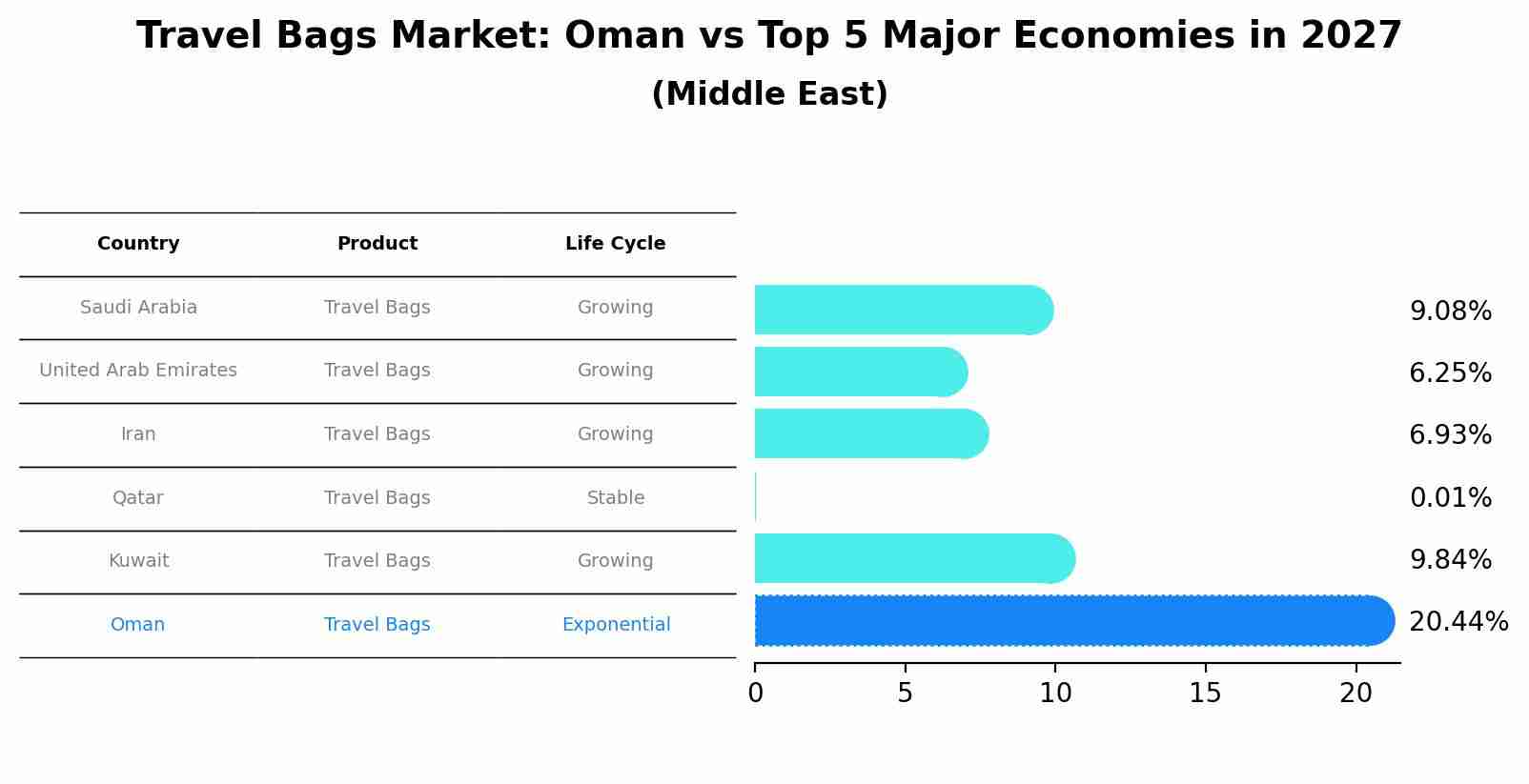 Travel Bags Market: Oman vs Top 5 Major Economies in 2027 (Middle East)
