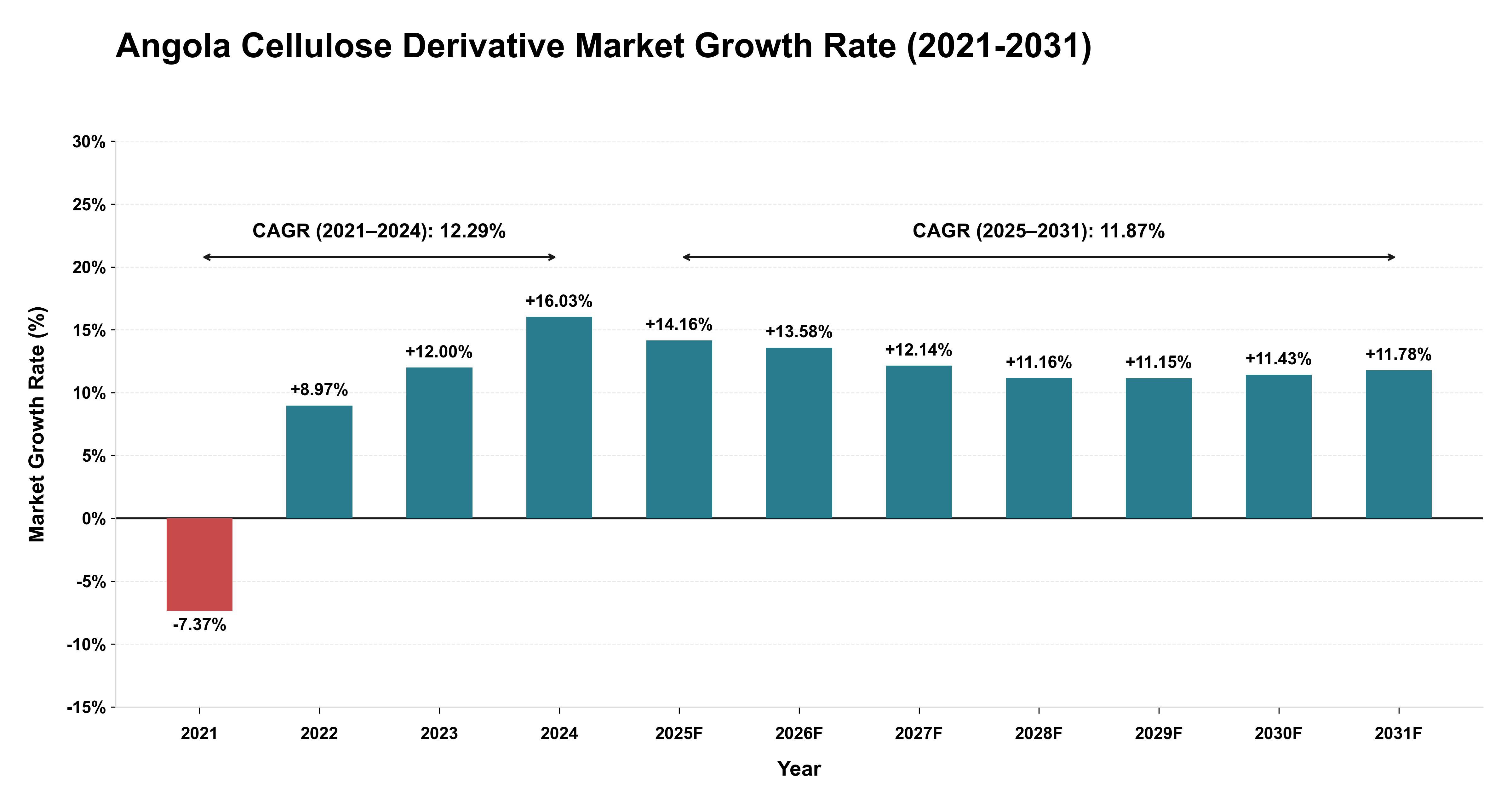 Angola Cellulose Derivative Market Growth Rate Analysis (2021-2031)