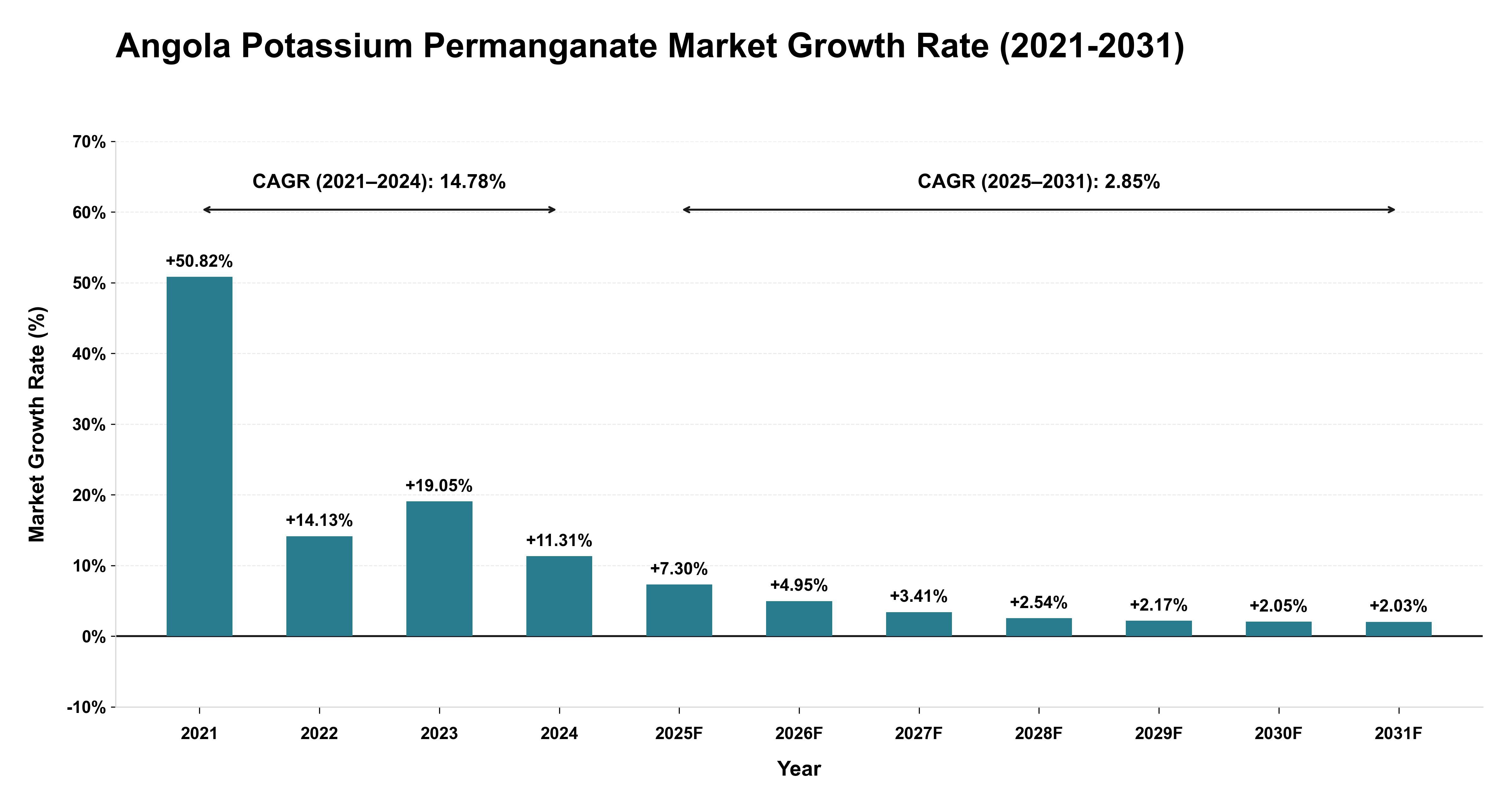 Angola Potassium Permanganate Market Growth Rate Analysis (2021-2031)