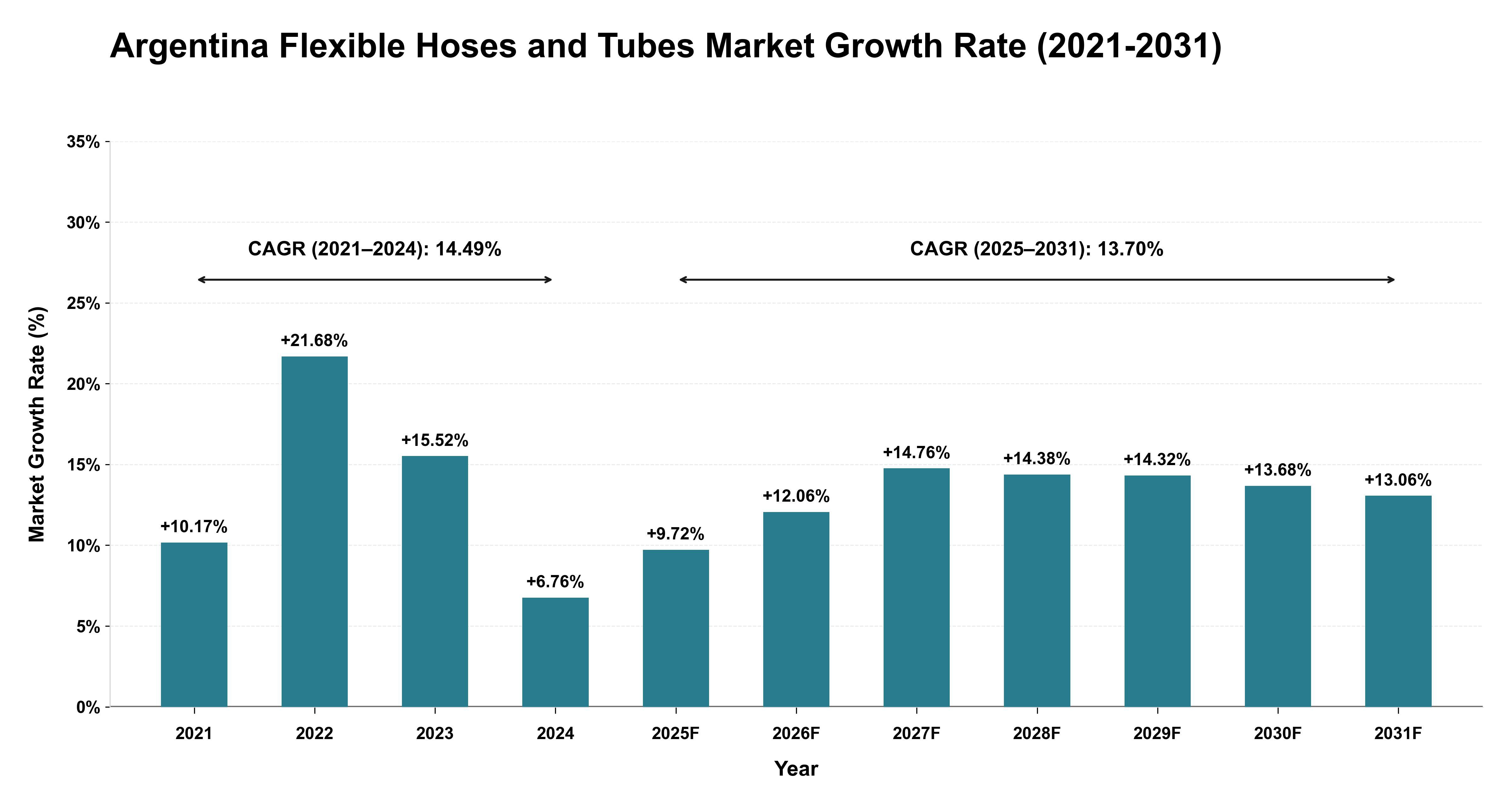 Argentina Flexible Hoses and Tubes Market Growth Rate Analysis (2021-2031)
