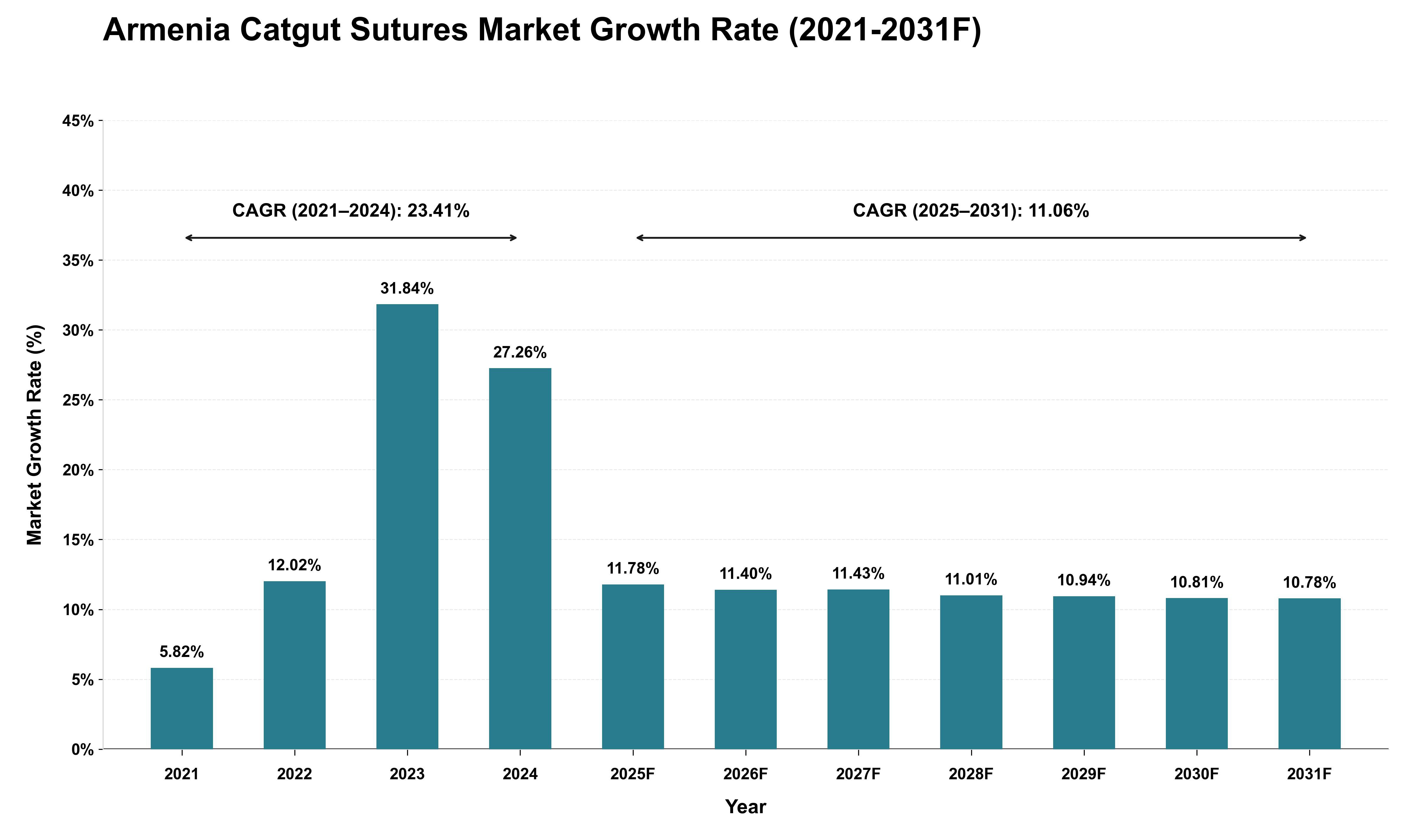 Armenia Catgut Sutures Market Growth Rate Analysis (2021 - 2031)