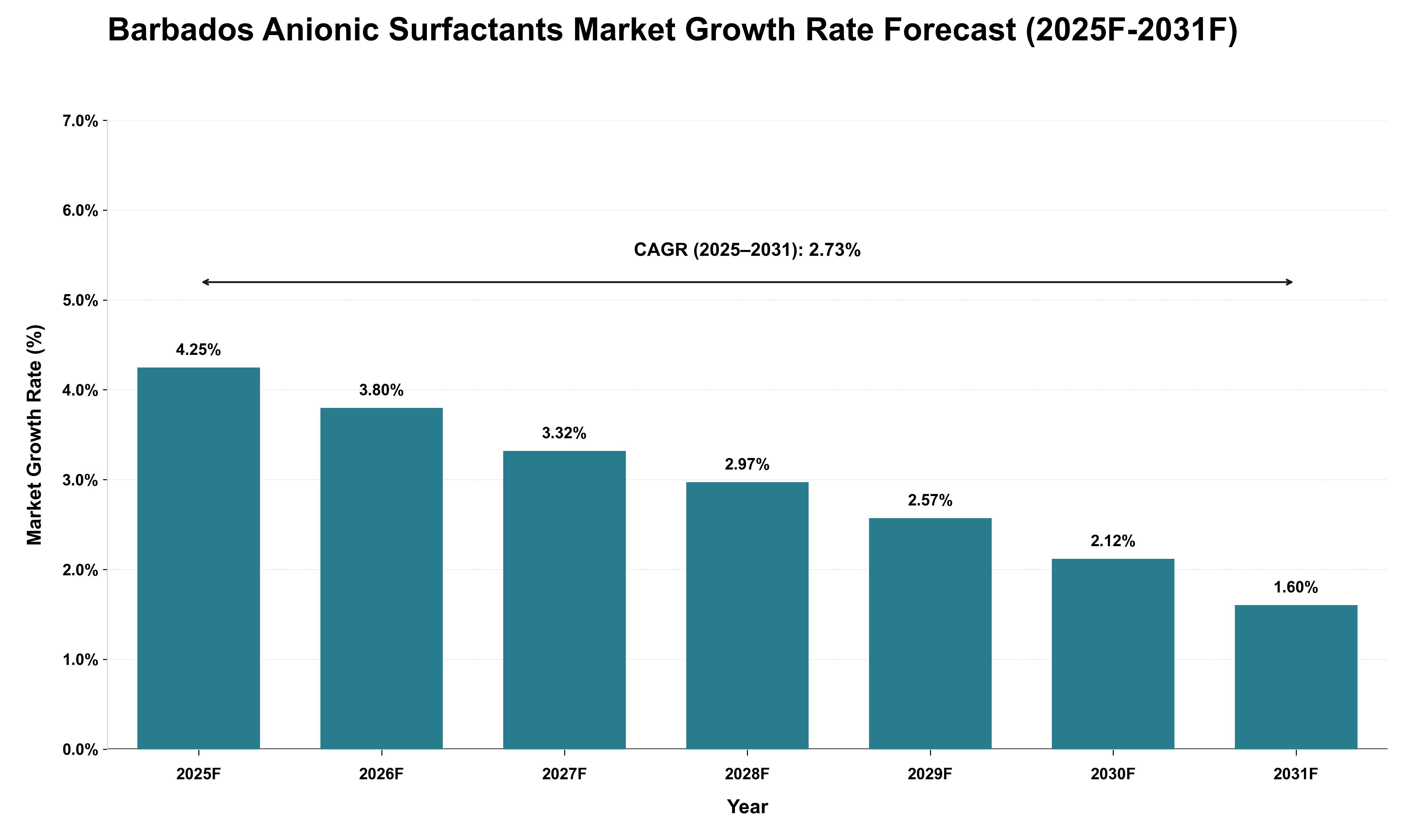 Barbados Anionic Surfactants Market Growth Rate Analysis (2025 - 2031)