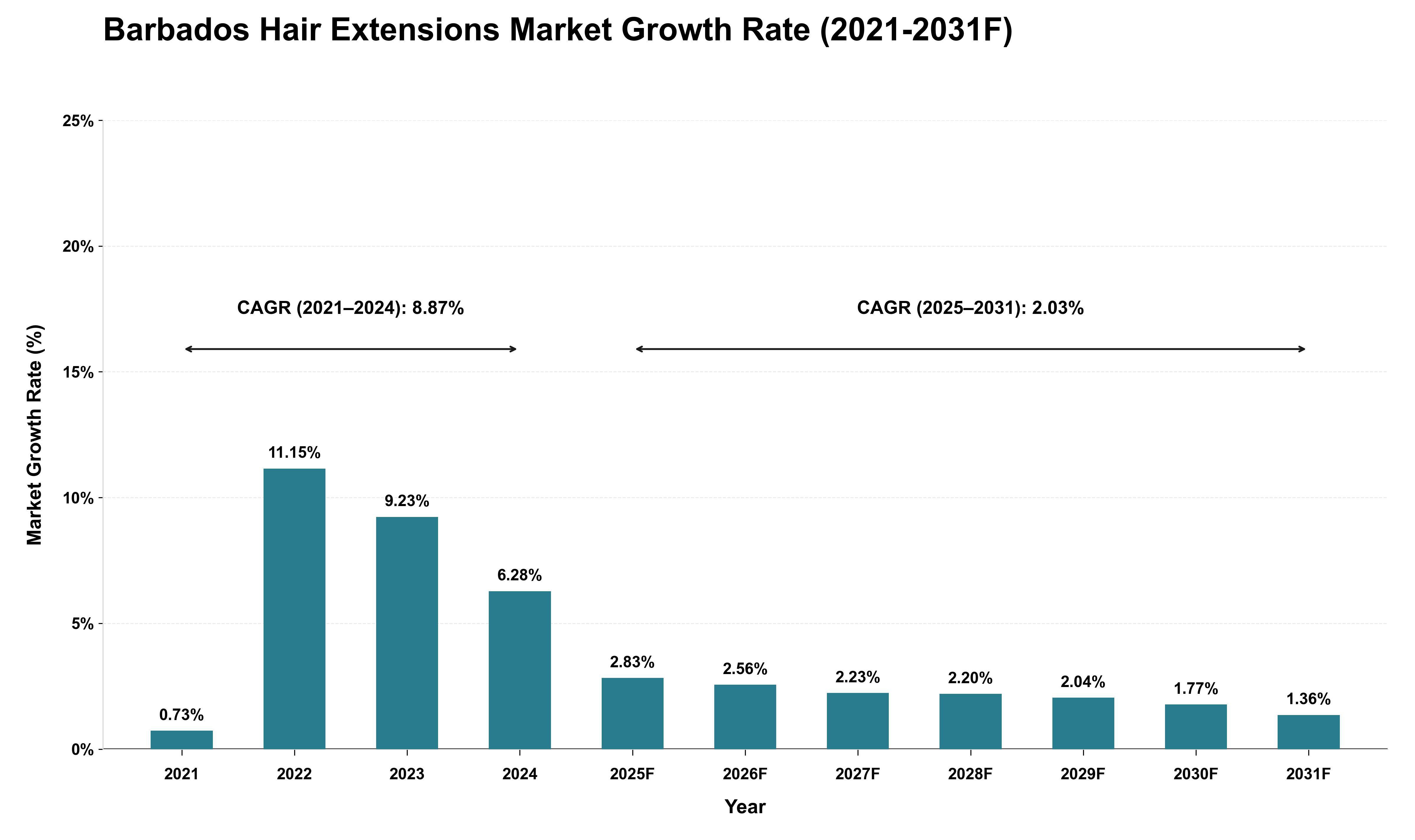 Barbados Hair Extensions Market Growth Rate Analysis (2021 - 2031)