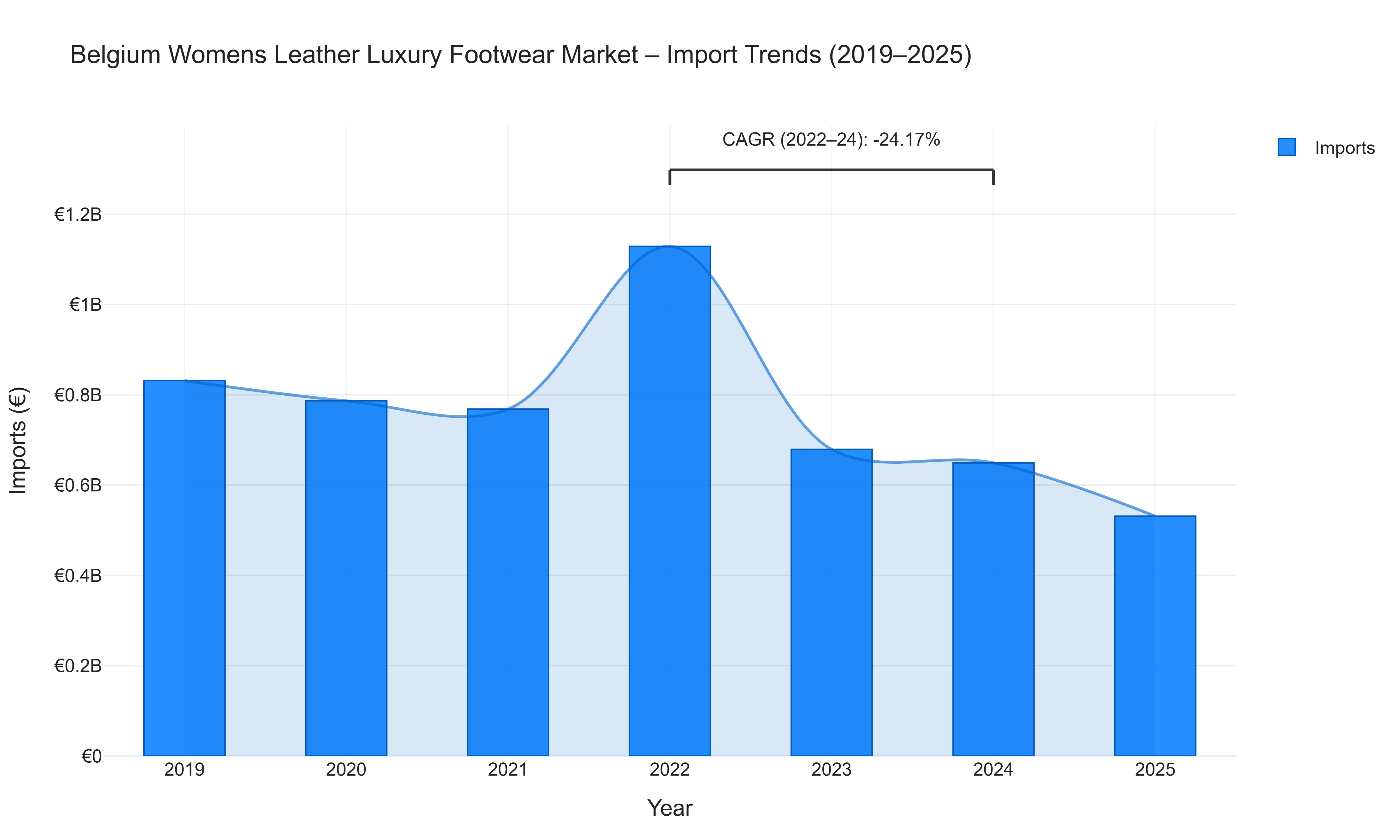 Belgium Womens Leather Luxury Footwear Market - Import Trends (2019-2025)