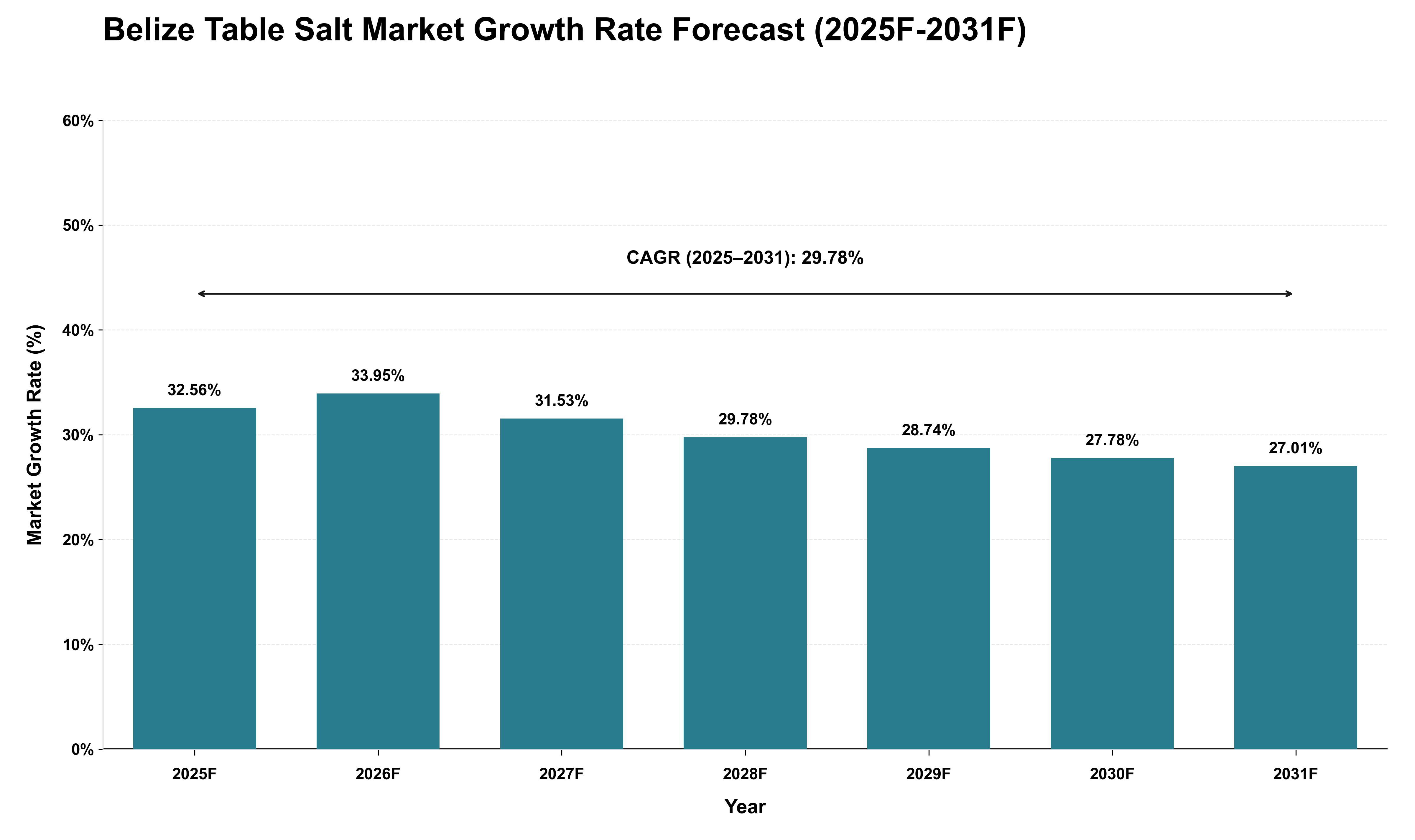 Belize Table Salt Market Growth Rate Analysis (2025 - 2031)