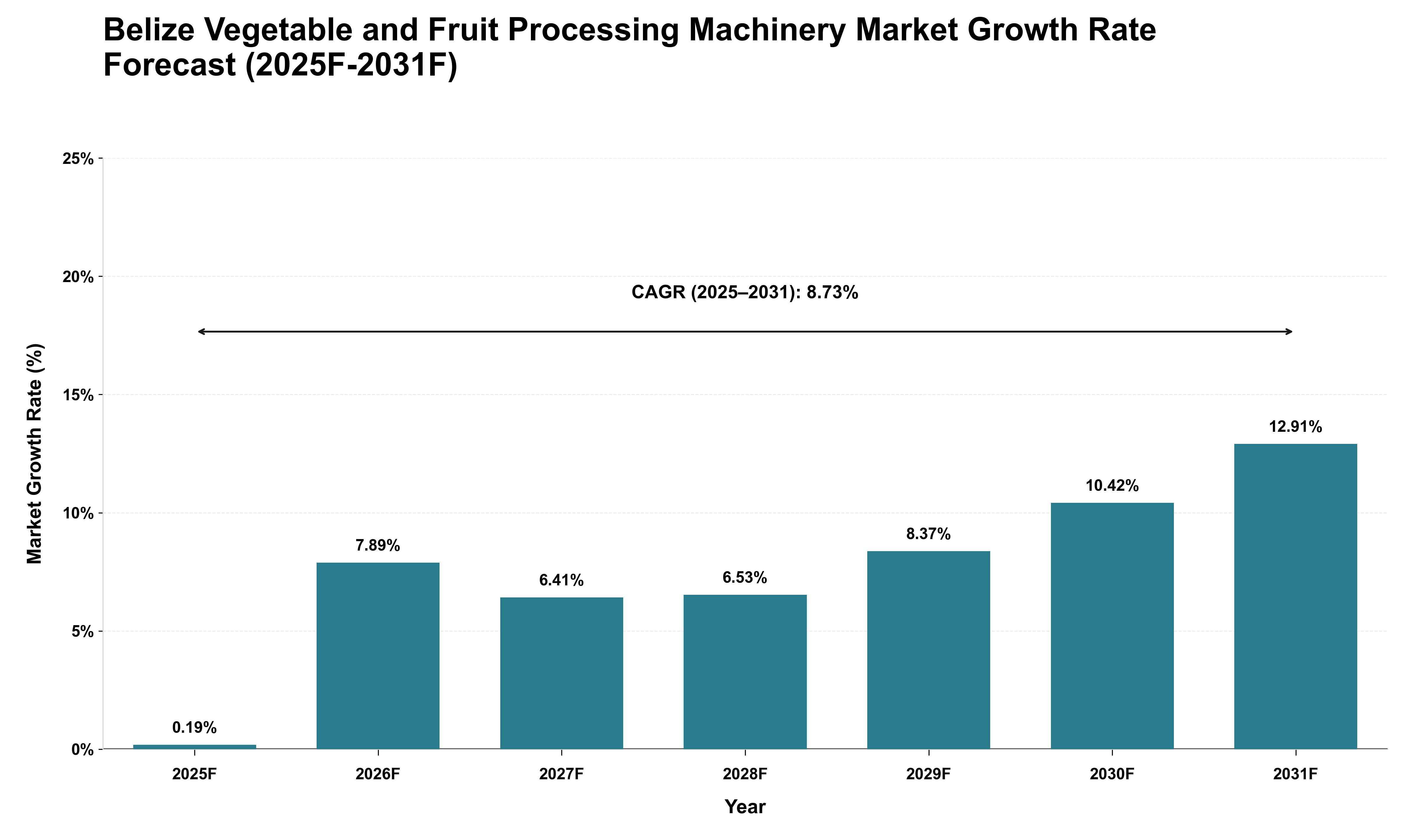 Belize Vegetable and Fruit Processing Machinery Market Growth Rate Analysis (2025 - 2031)
