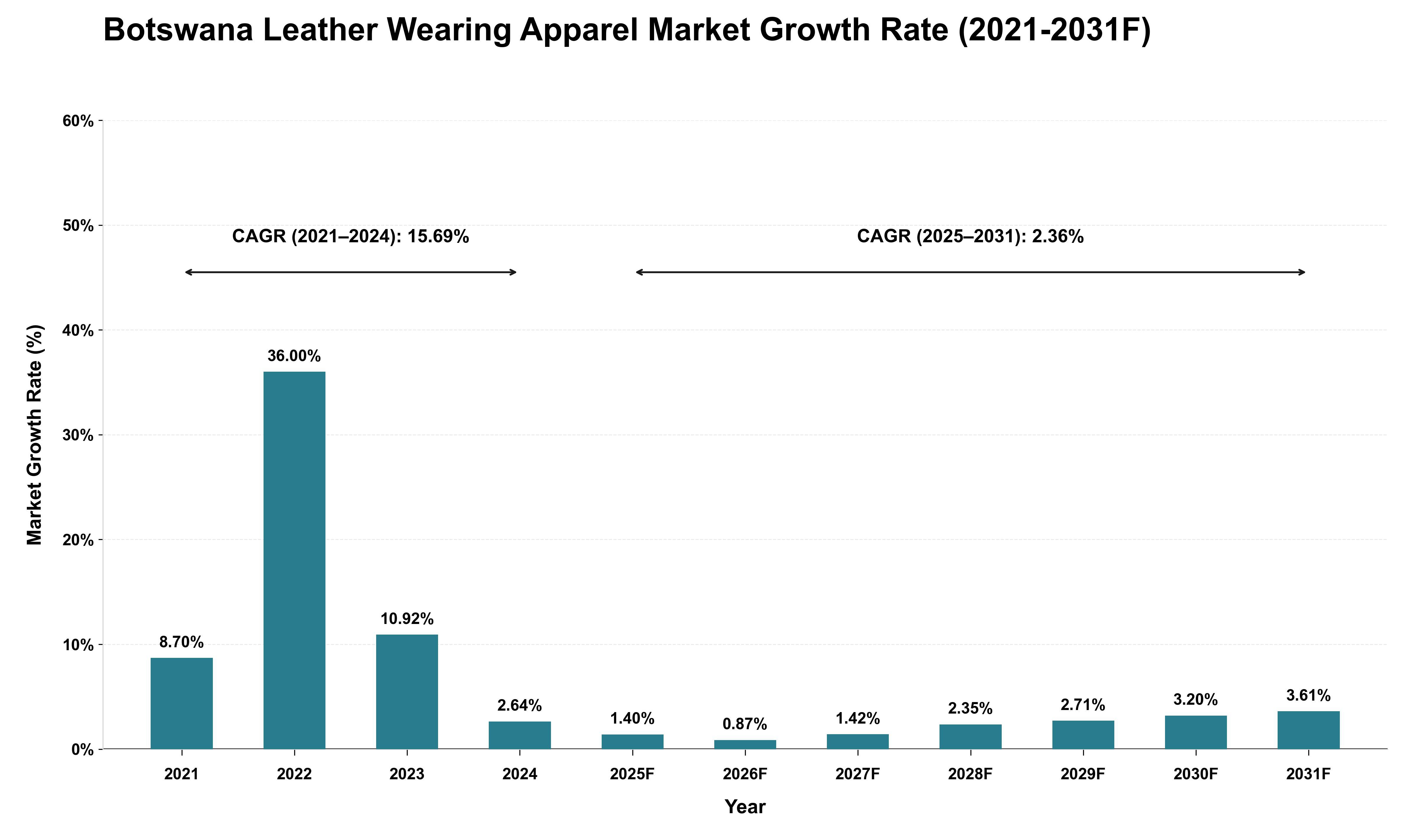 Botswana Leather Wearing Apparel Market Growth Rate Analysis (2021 - 2031)