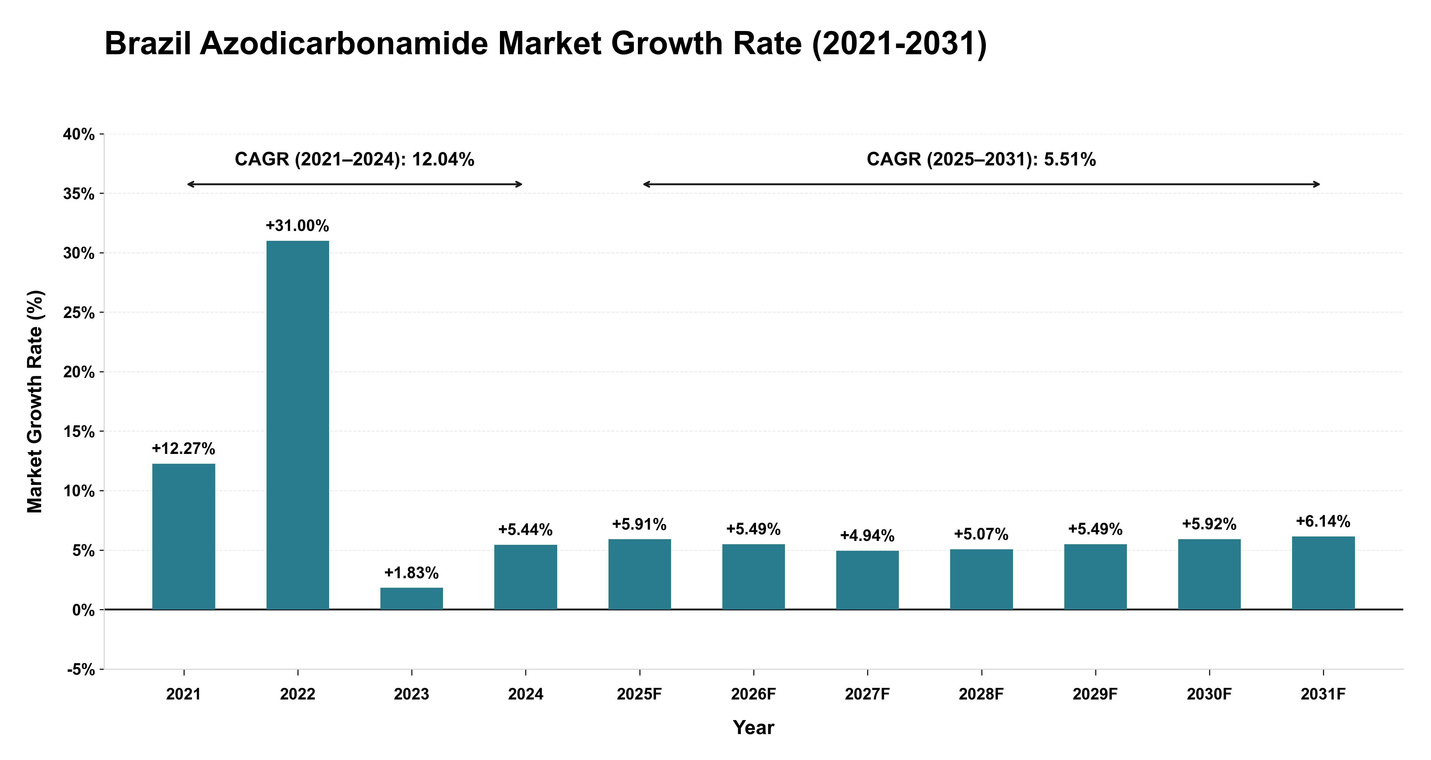 Brazil Azodicarbonamide Market Growth Rate Analysis (2021-2031)