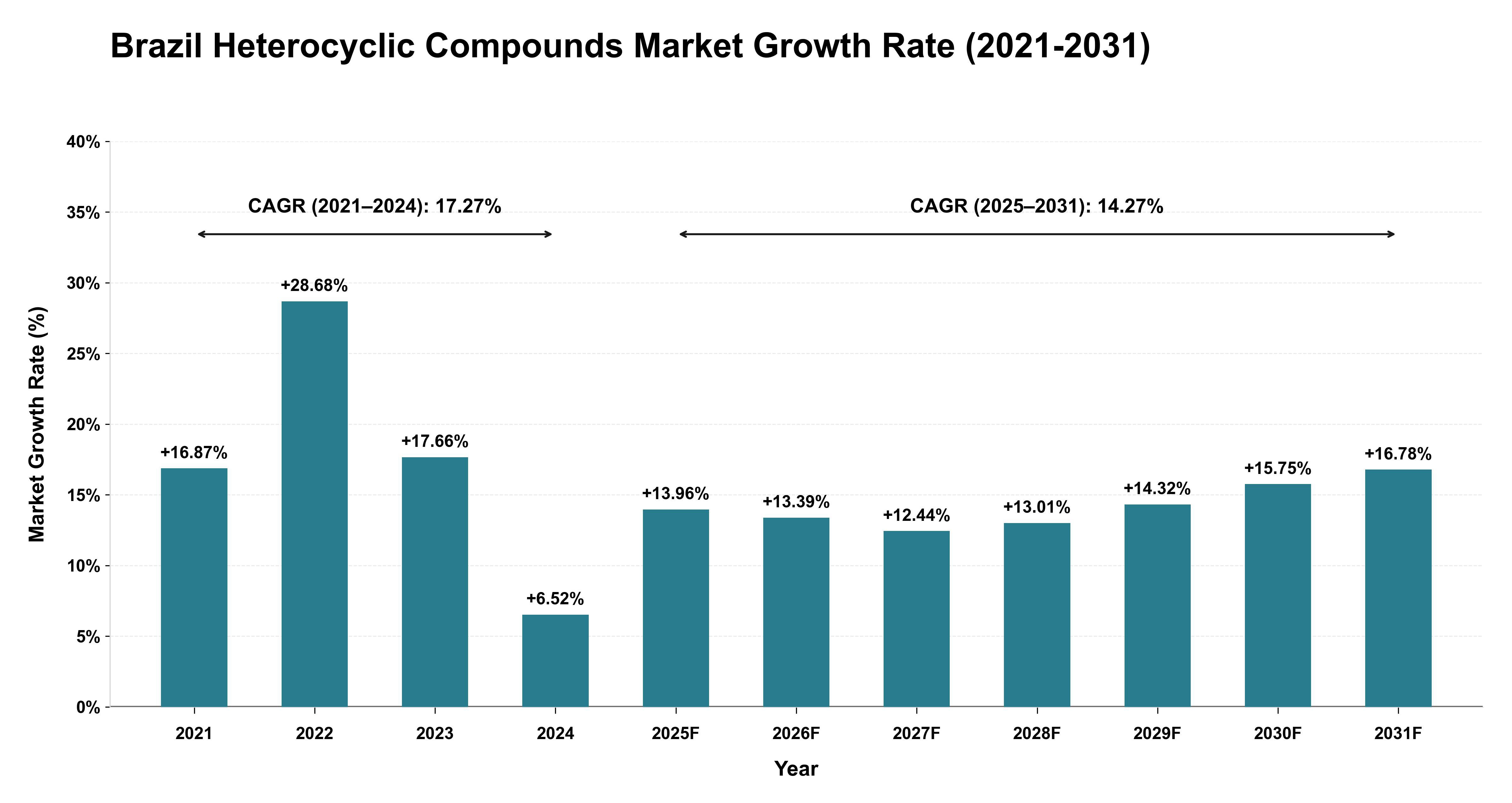 Brazil Heterocyclic Compounds Market Growth Rate Analysis (2021-2031)