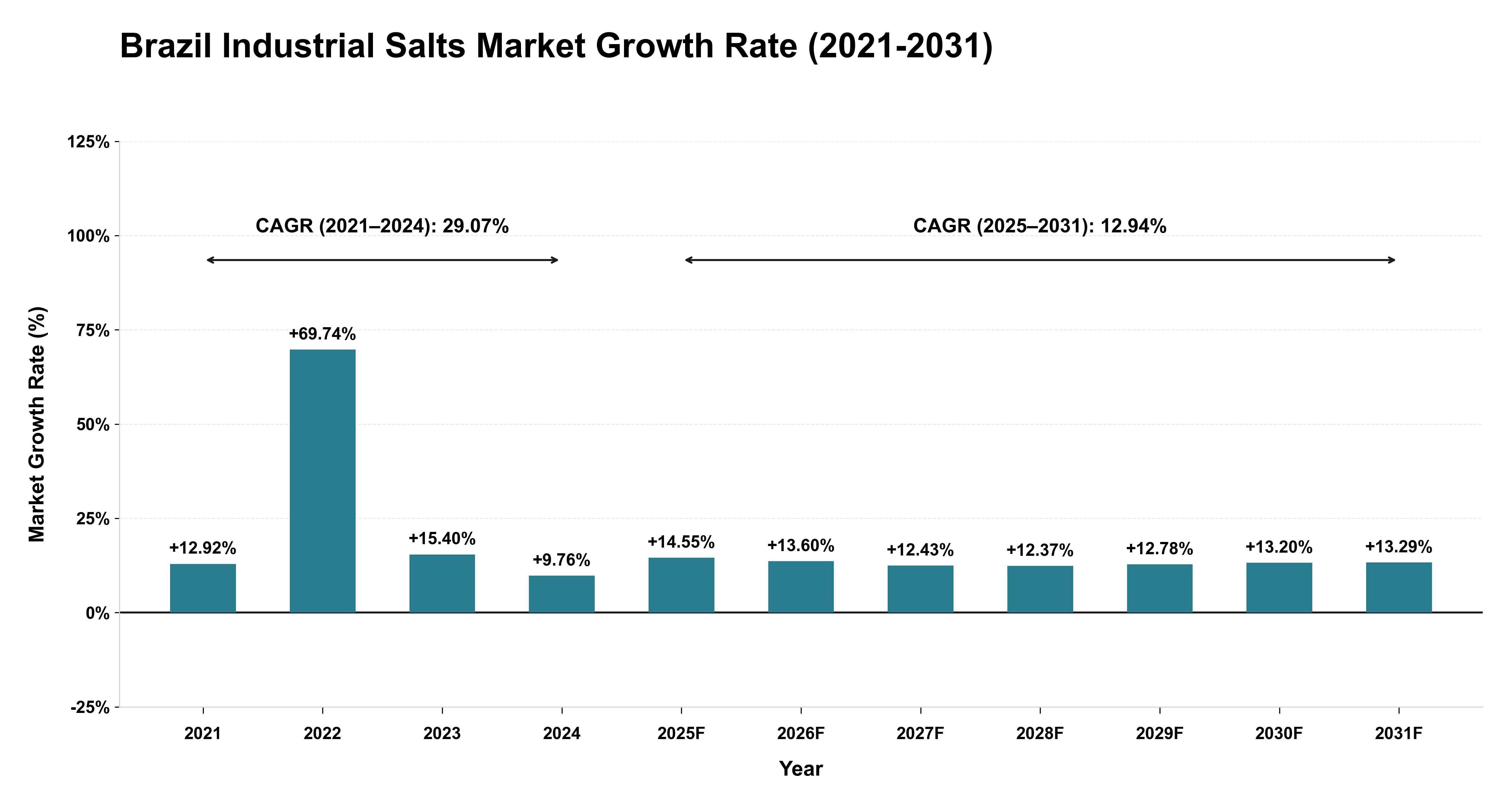 Brazil Industrial Salts Market Growth Rate Analysis (2021-2031)