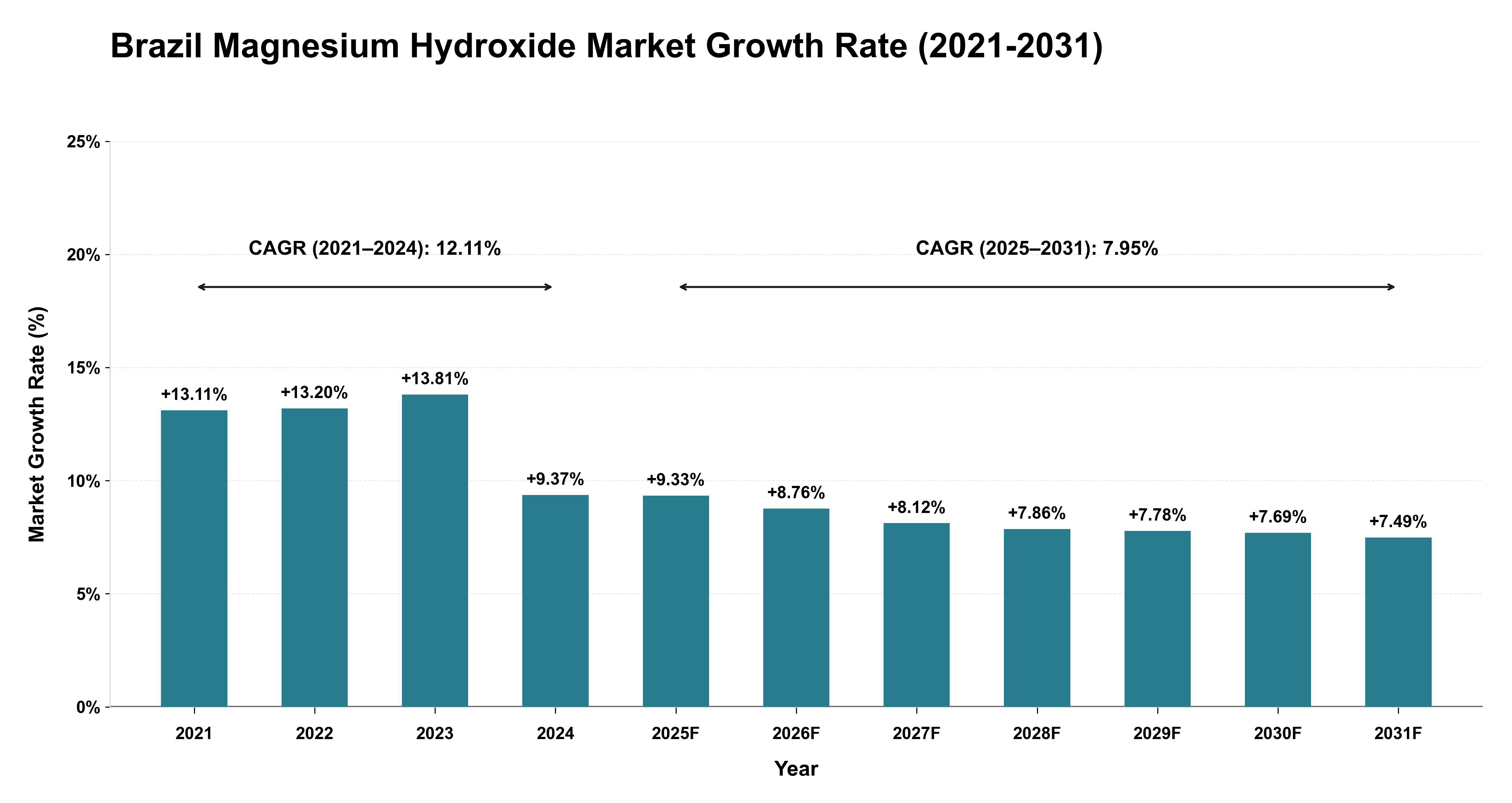 Brazil Magnesium Hydroxide Market Growth Rate Analysis (2021-2031)