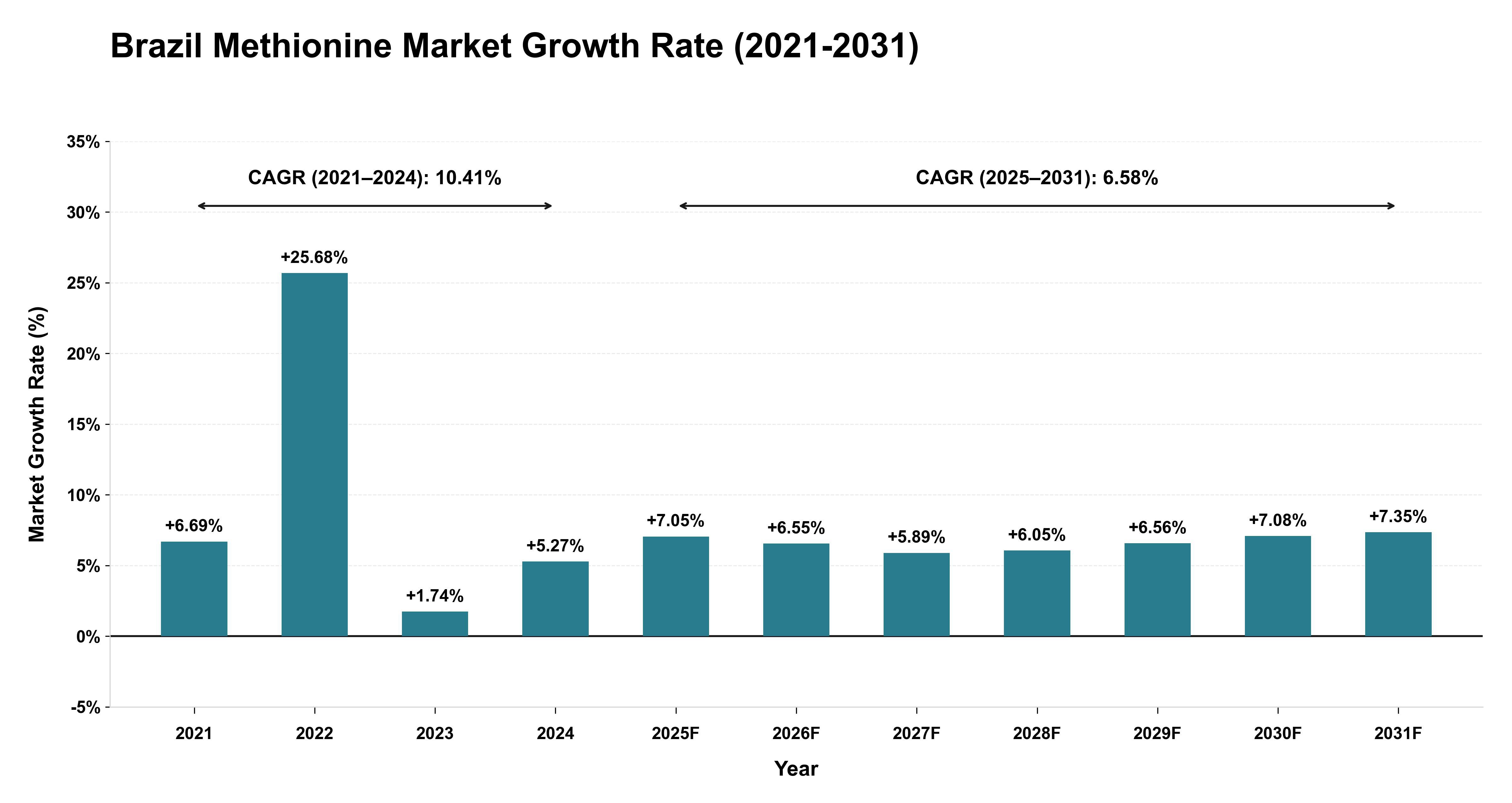 Brazil Methionine Market Growth Rate Analysis (2021-2031)
