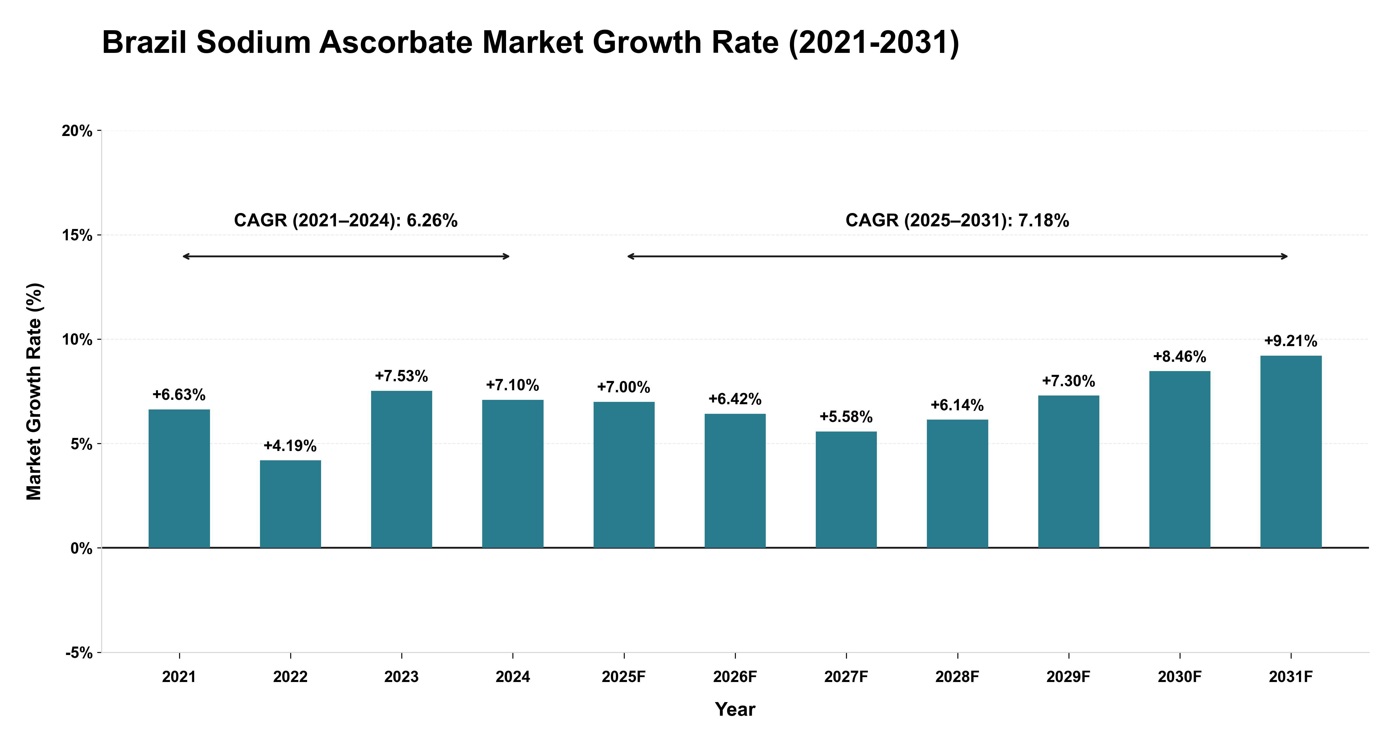 Brazil Sodium Ascorbate Market Growth Rate Analysis (2021-2031)