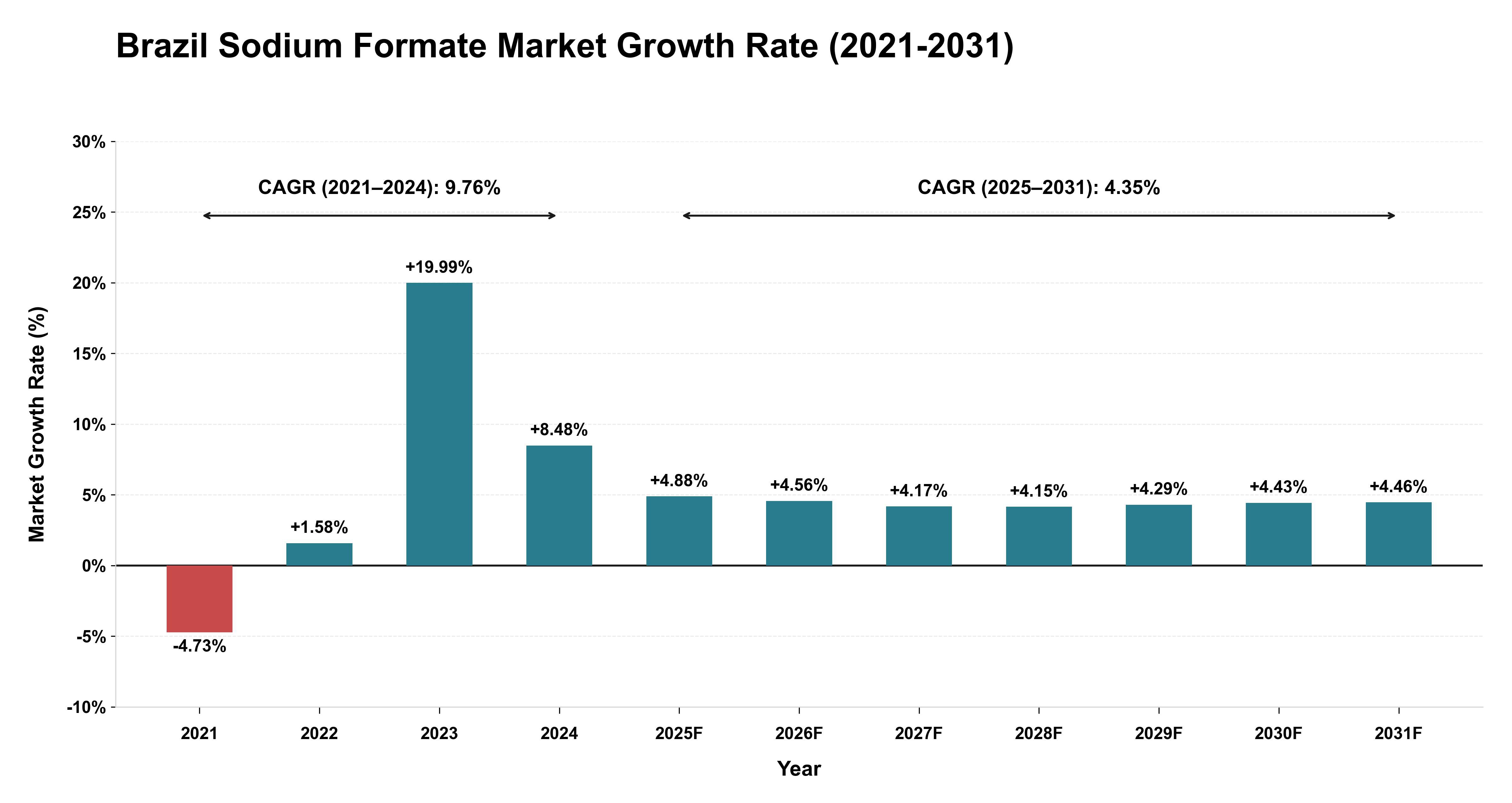 Brazil Sodium Formate Market Growth Rate Analysis (2021-2031)