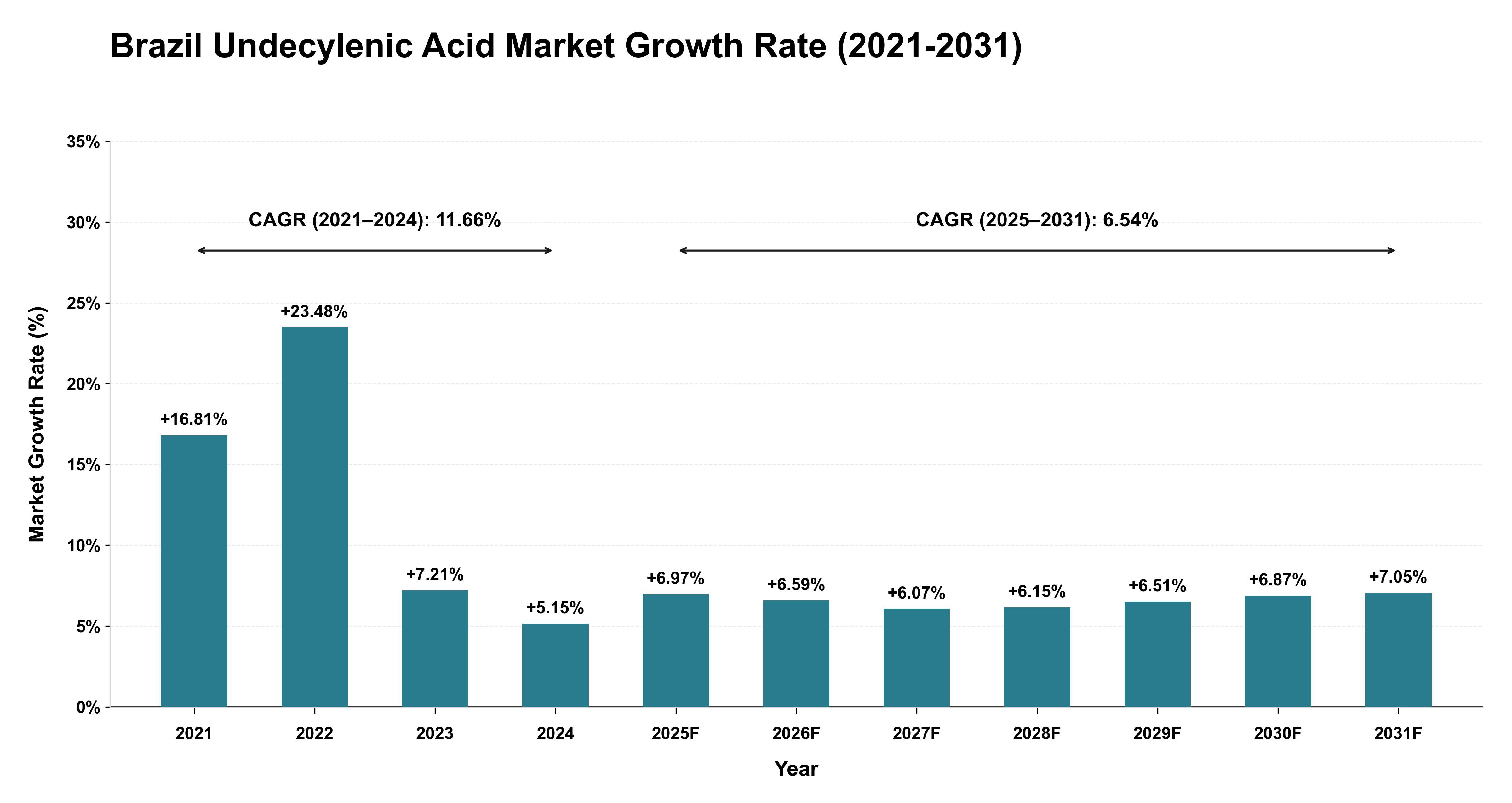 Brazil Undecylenic Acid Market Growth Rate Analysis (2021-2031)