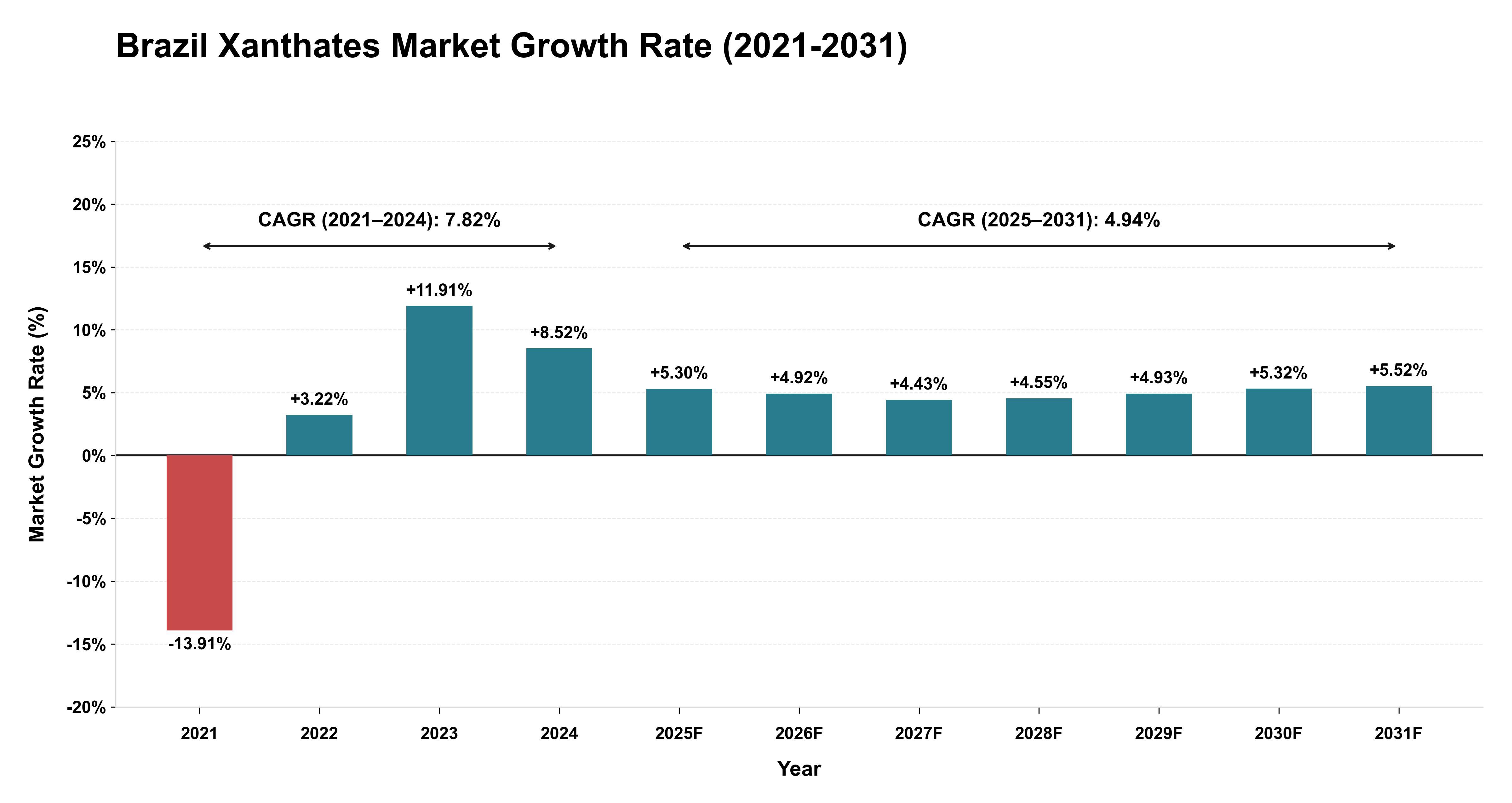 Brazil Xanthates Market Growth Rate Analysis (2021-2031)