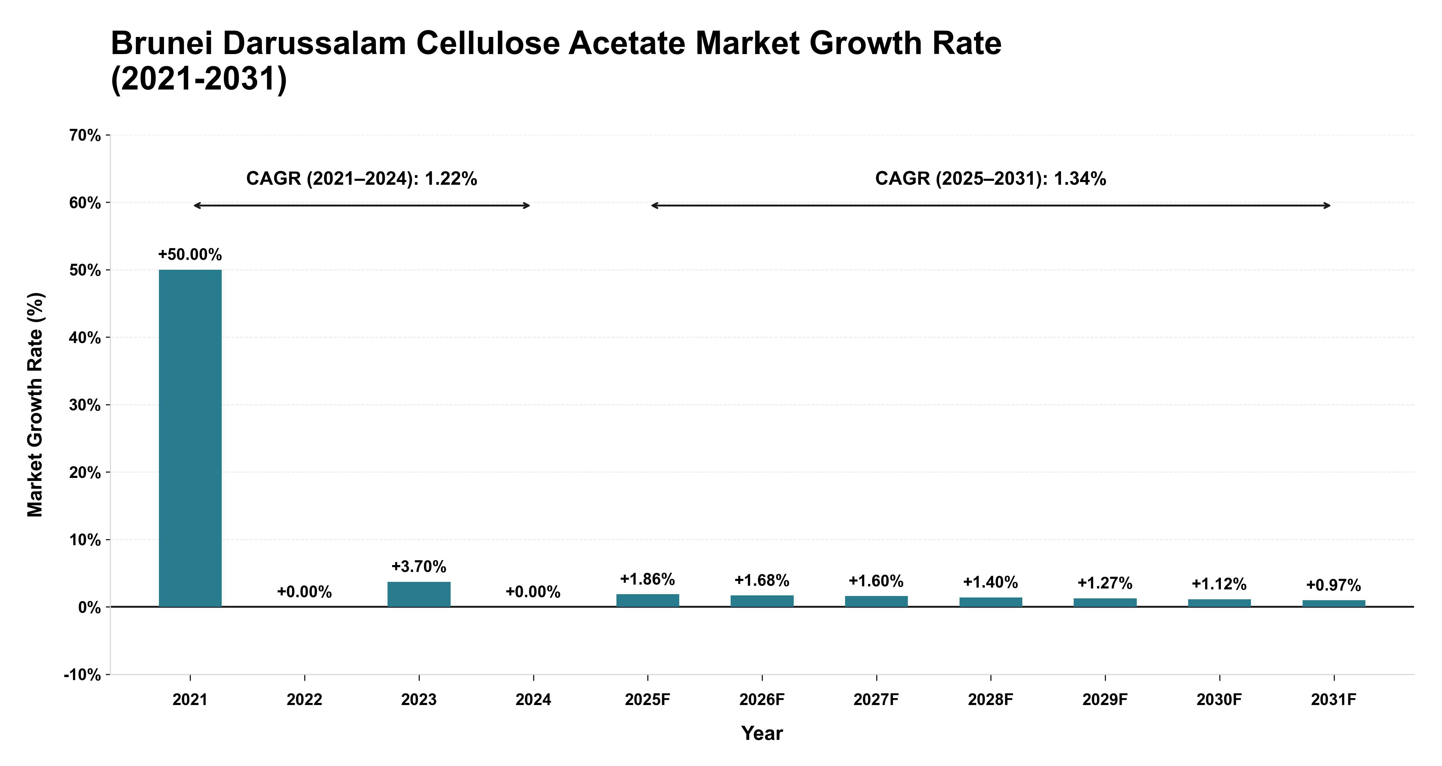 Brunei Darussalam Cellulose Acetate Market Growth Rate Analysis (2021-2031)