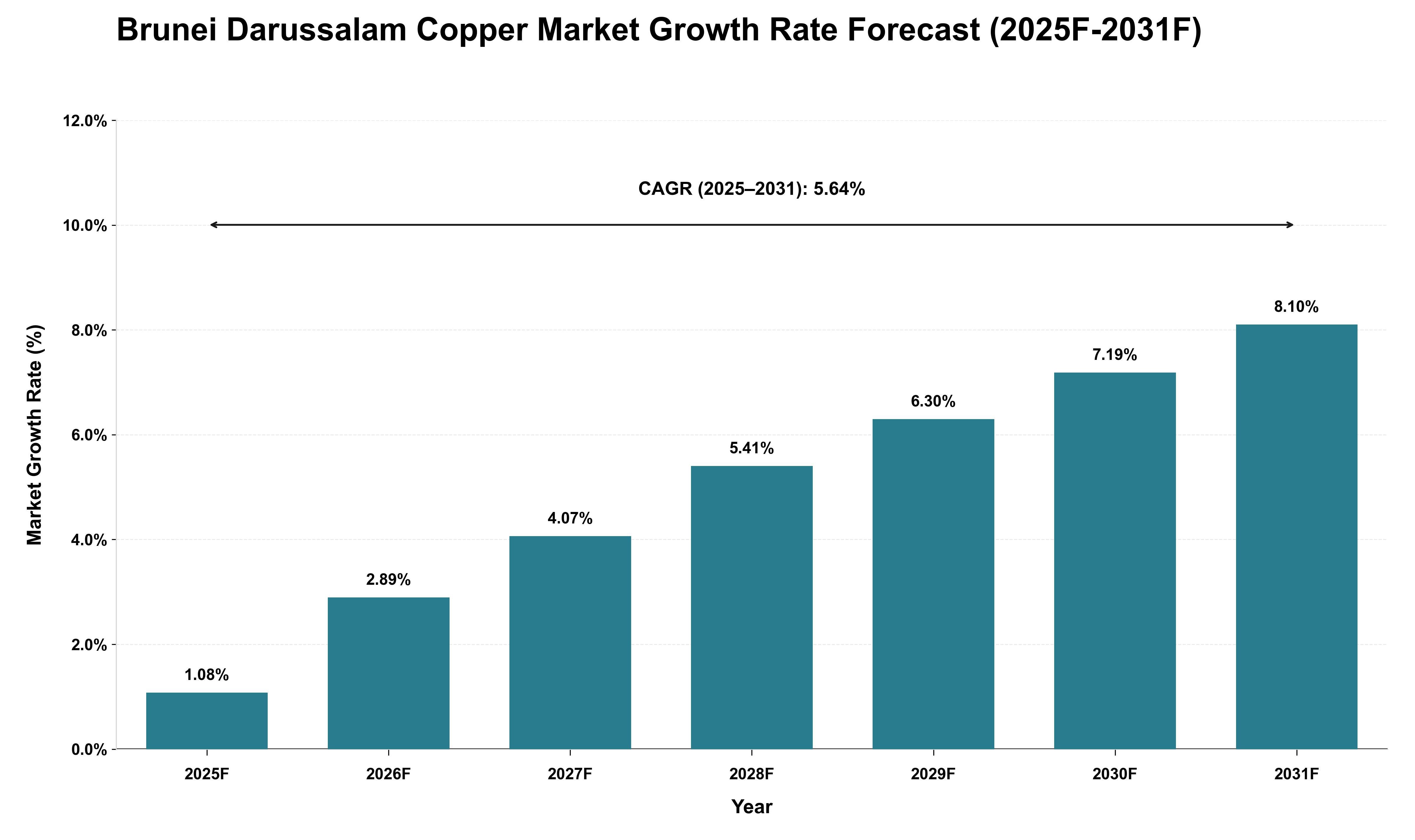 Brunei Darussalam Copper Market Growth Rate Analysis (2025 - 2031)