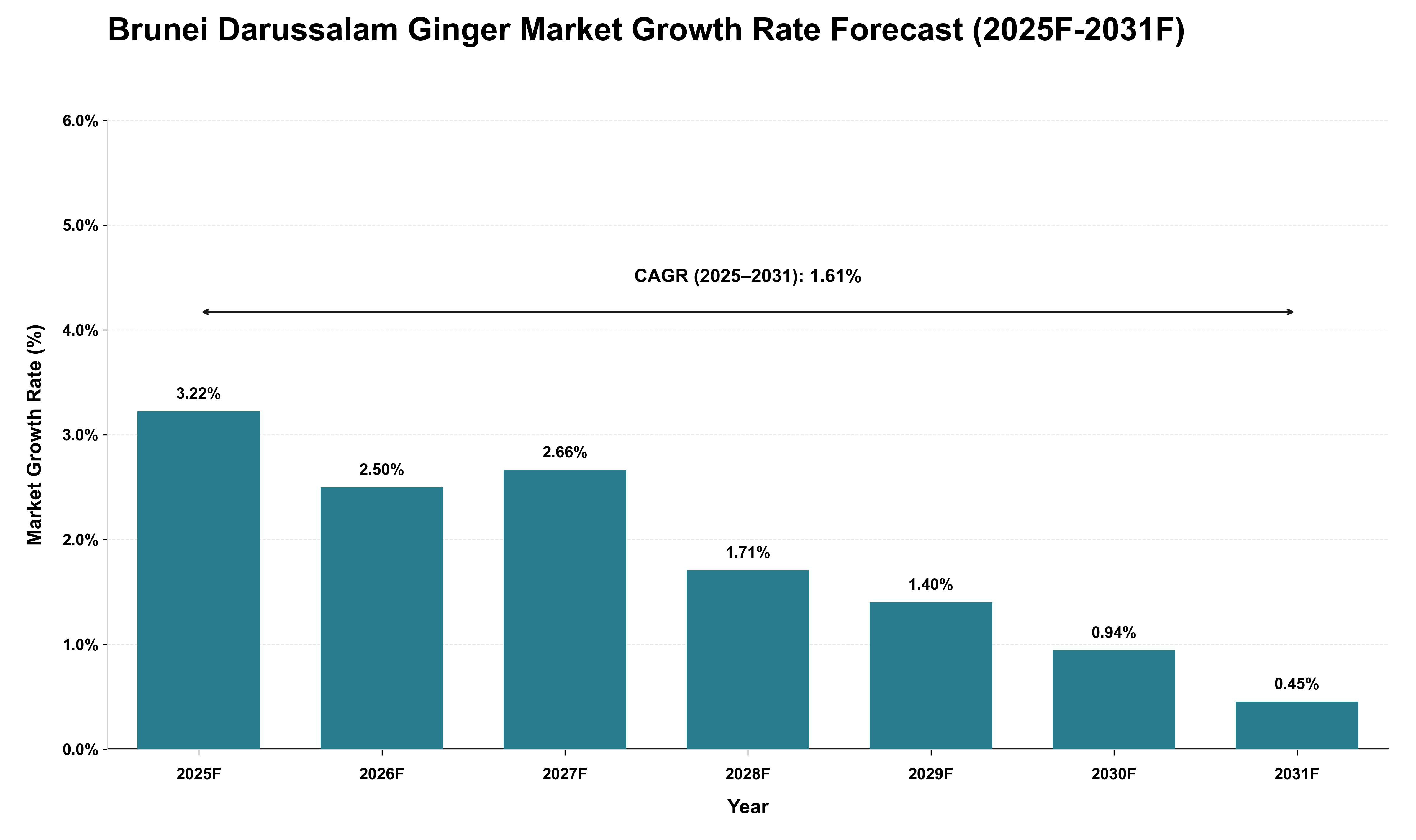 Brunei Darussalam Ginger Market Growth Rate Analysis (2025 - 2031)