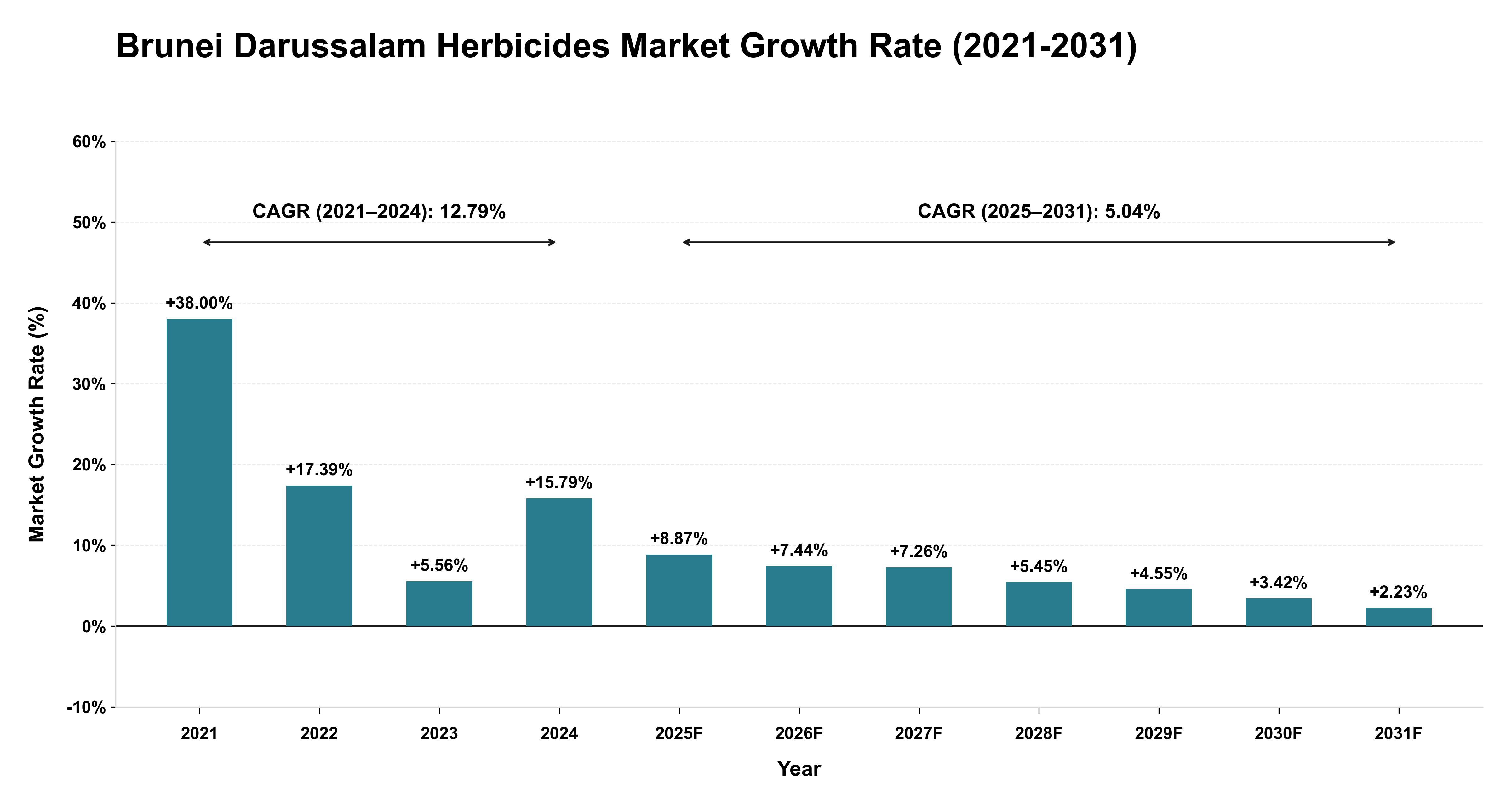 Brunei Darussalam Herbicides Market Growth Rate Analysis (2021-2031)
