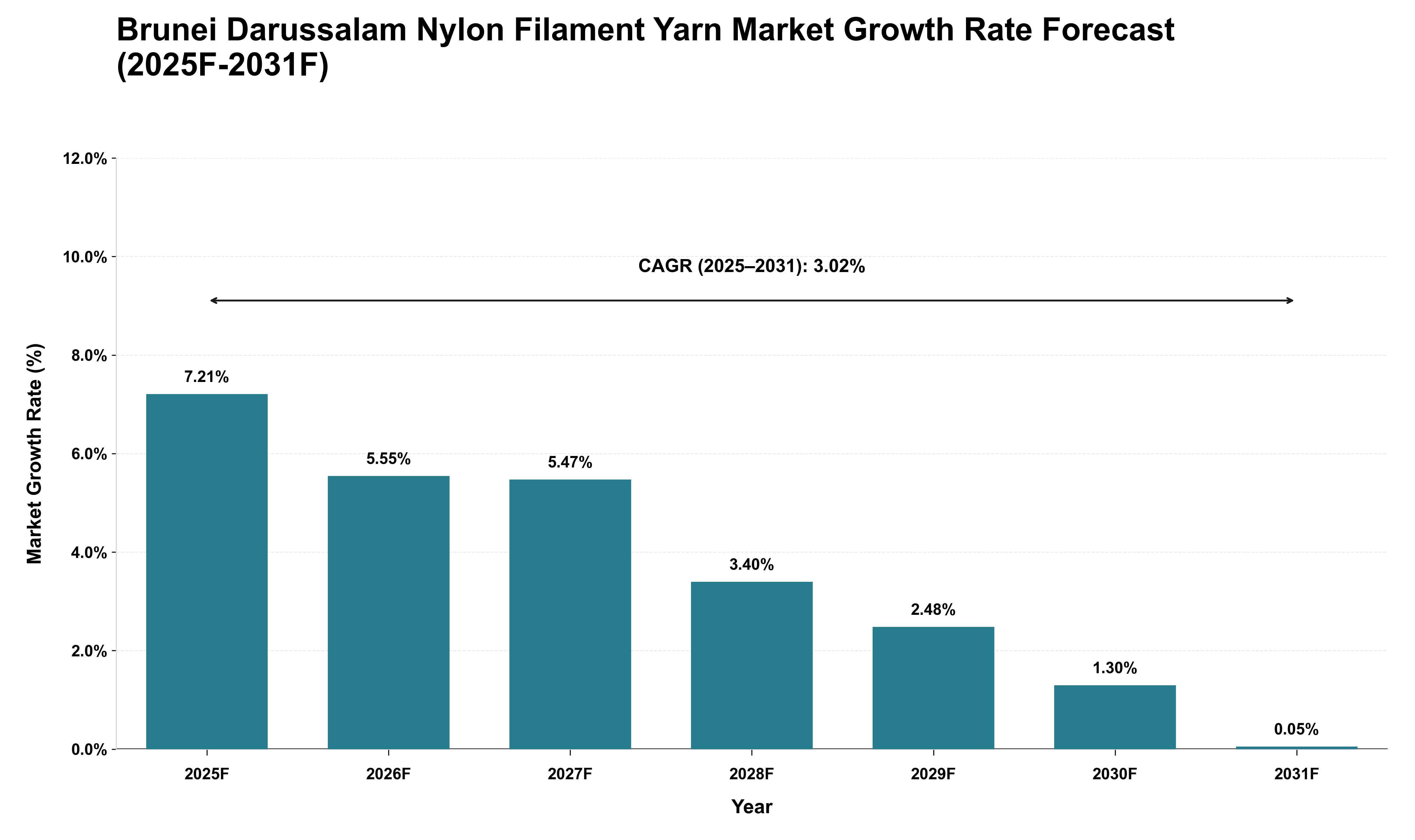 Brunei Darussalam Nylon Filament Yarn Market Growth Rate Analysis (2025 - 2031)
