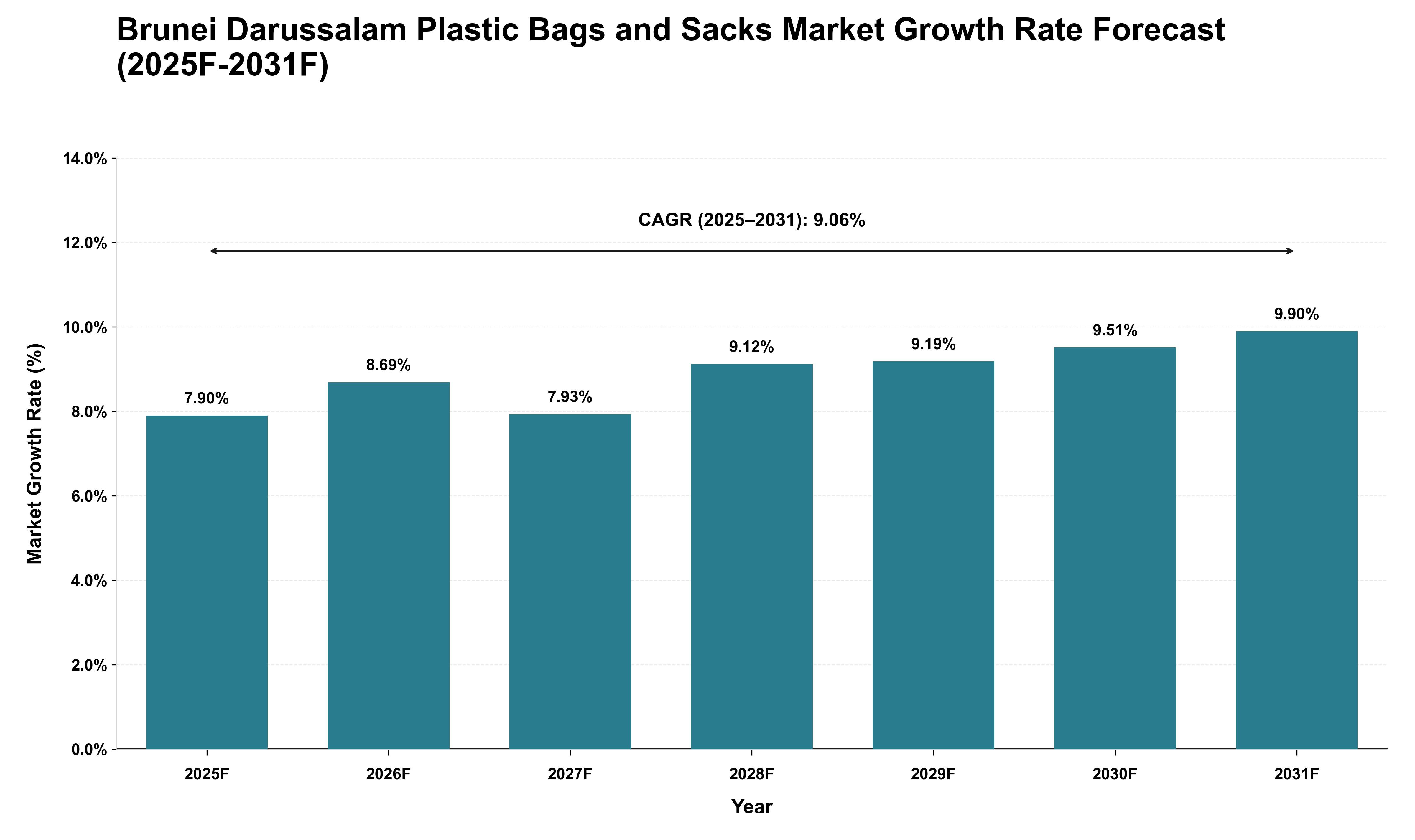 Brunei Darussalam Plastic Bags and Sacks Market Growth Rate Analysis (2025 - 2031)