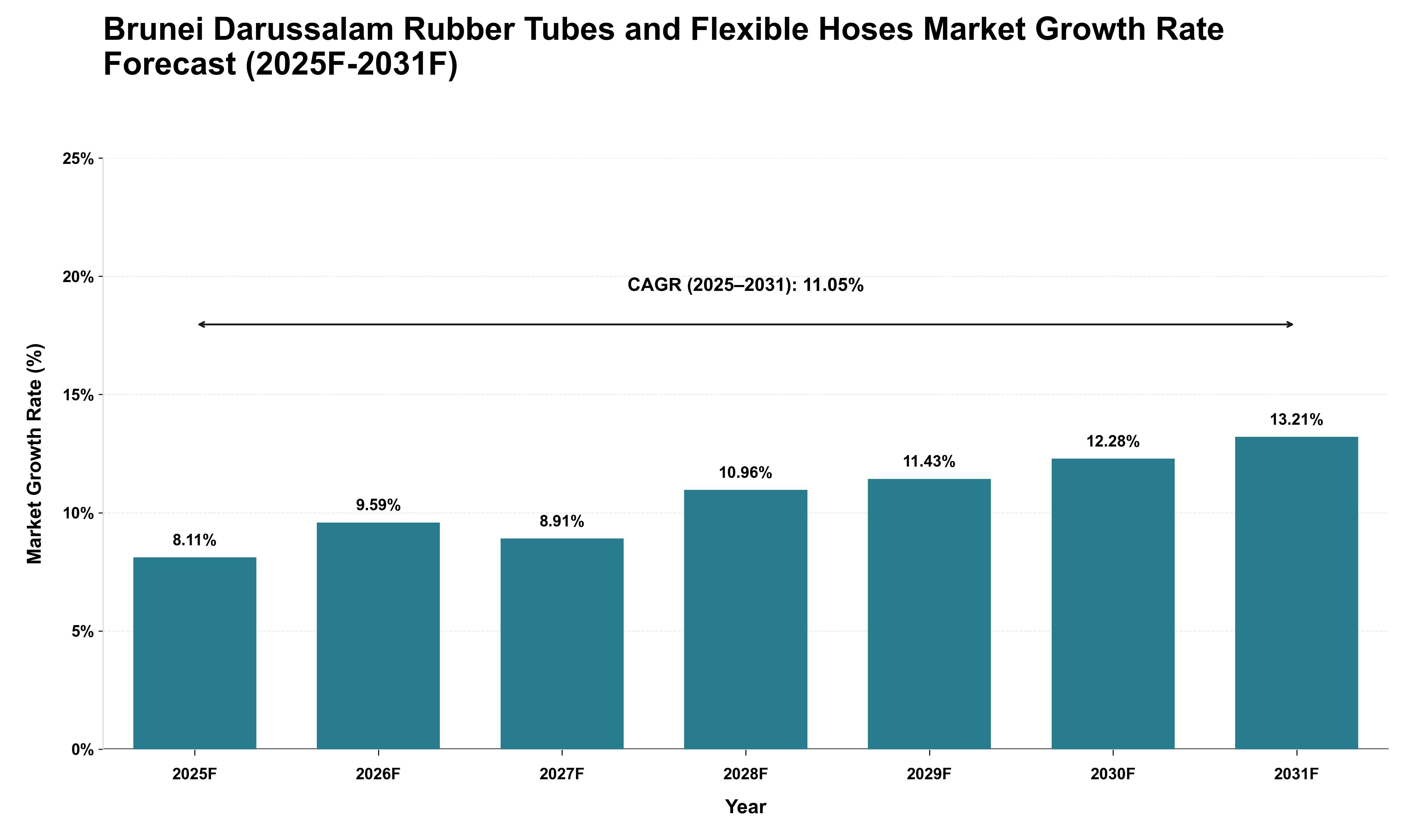 Brunei Darussalam Rubber Tubes and Flexible Hoses Market Growth Rate Analysis (2025 - 2031)