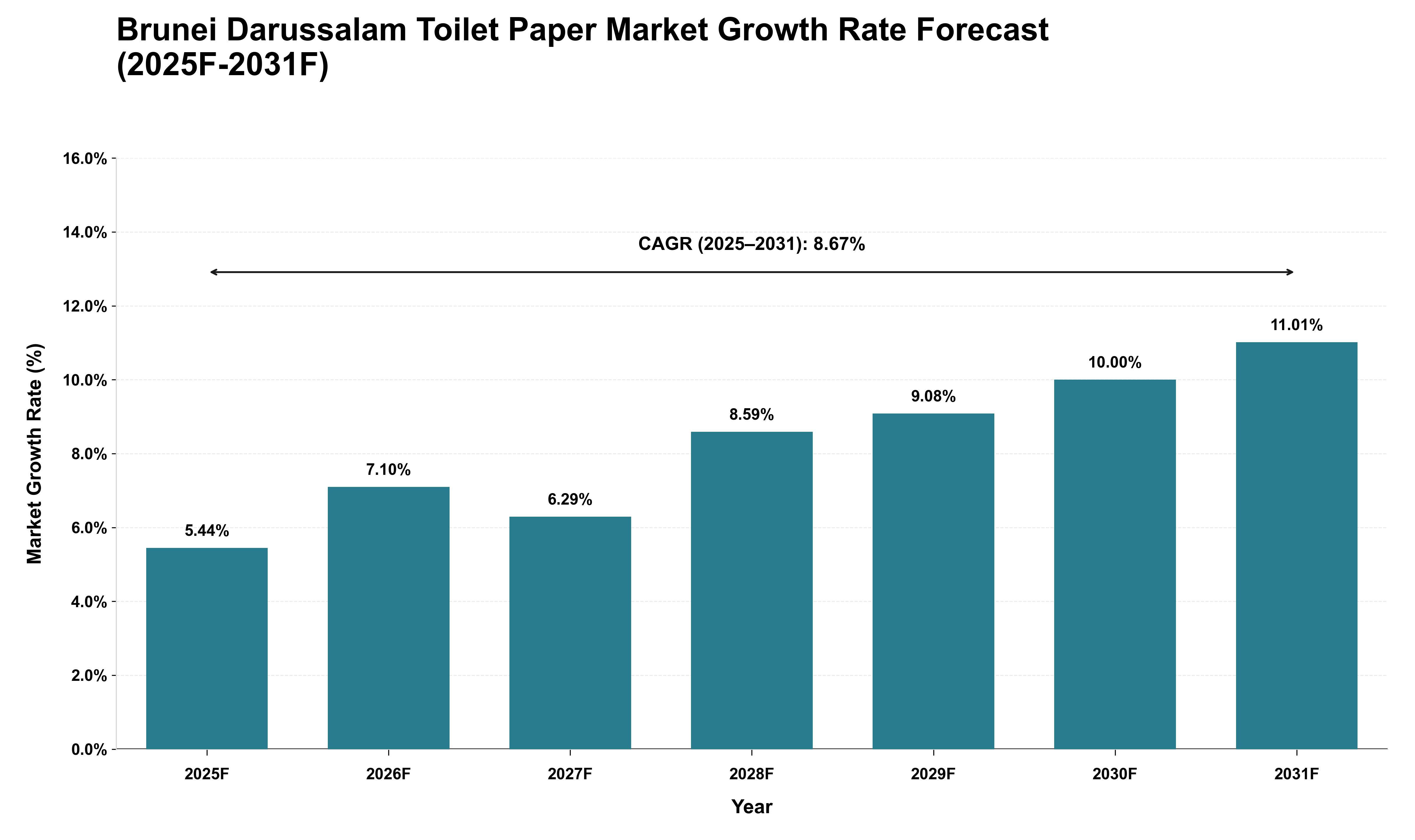 Brunei Darussalam Toilet Paper Market Growth Rate Analysis (2025 - 2031)