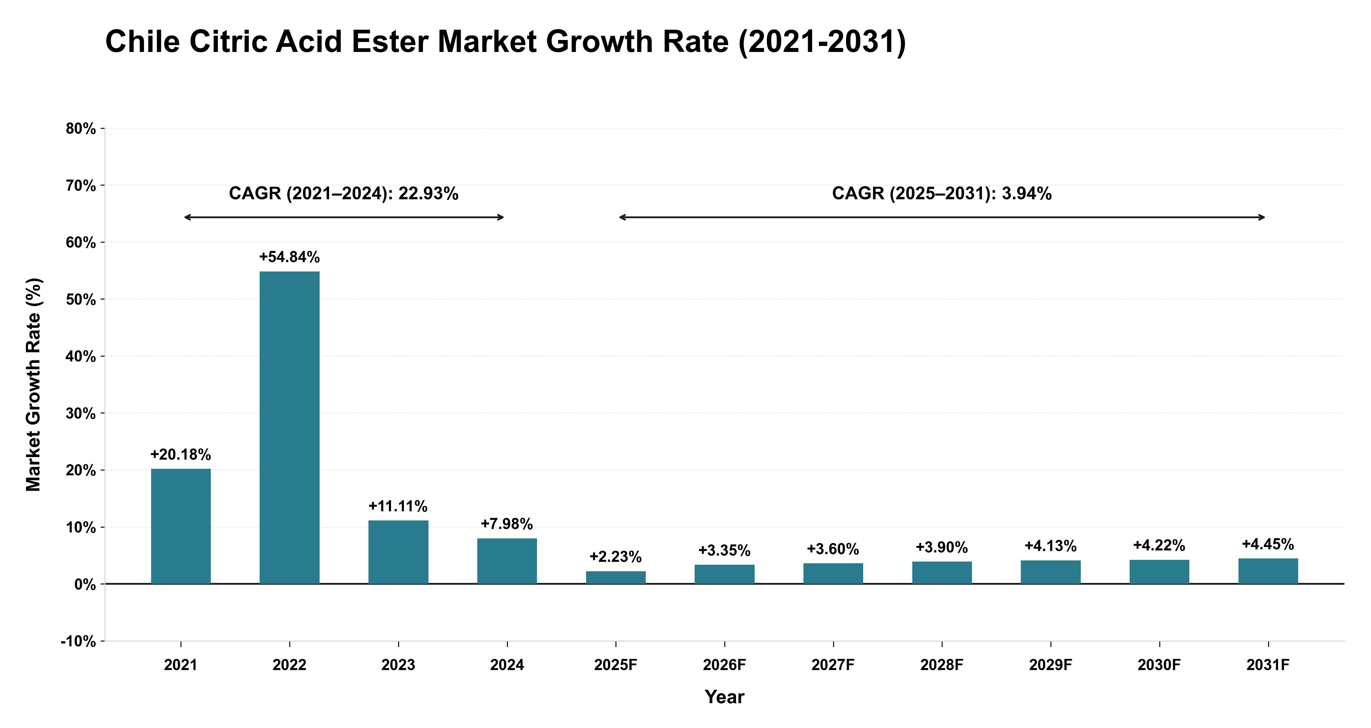 Chile Citric Acid Ester Market Growth Rate Analysis (2021-2031)