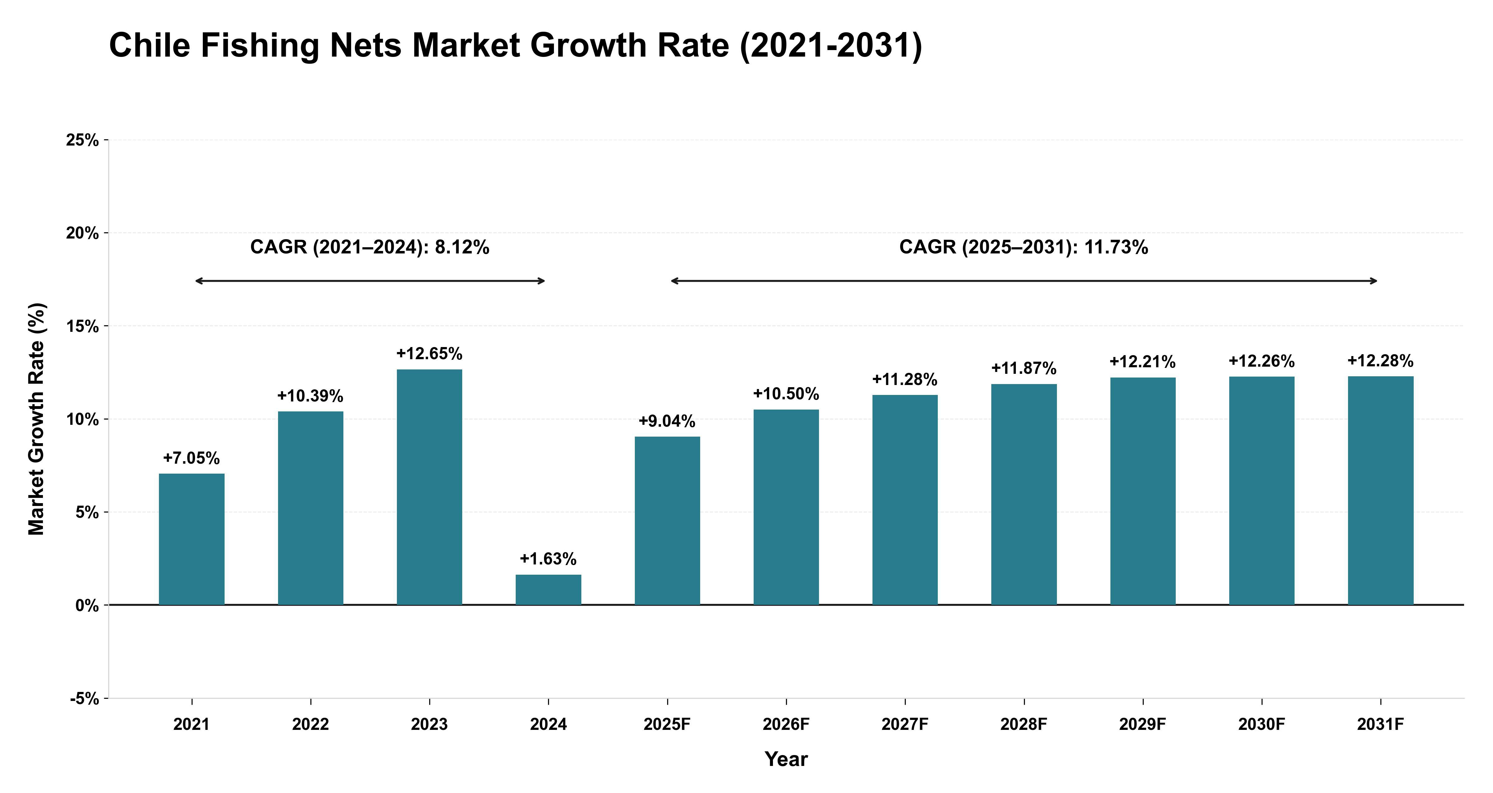 Chile Fishing Nets Market Growth Rate Analysis (2021-2031)
