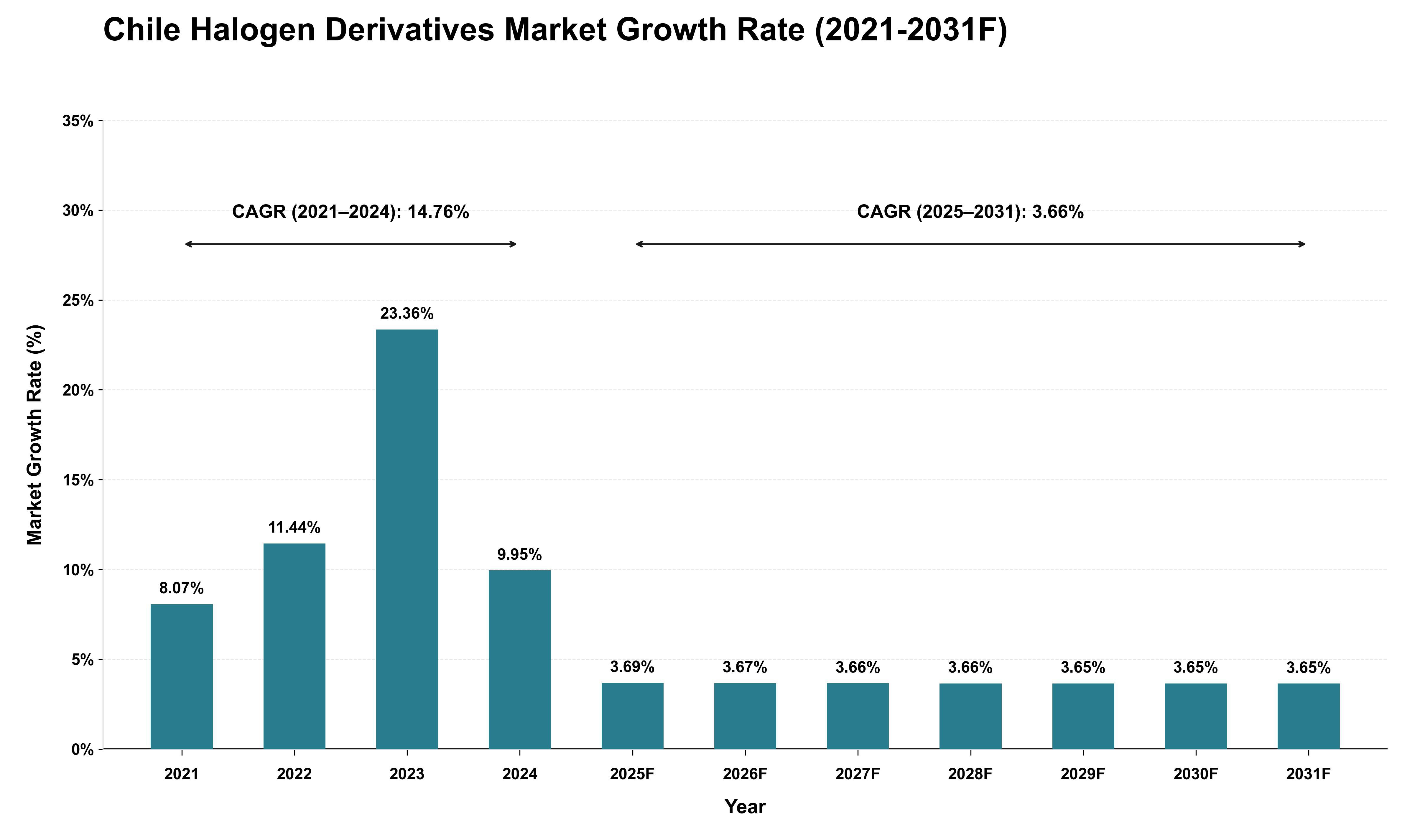 Chile Halogen Derivatives Market Growth Rate Analysis (2021 - 2031)