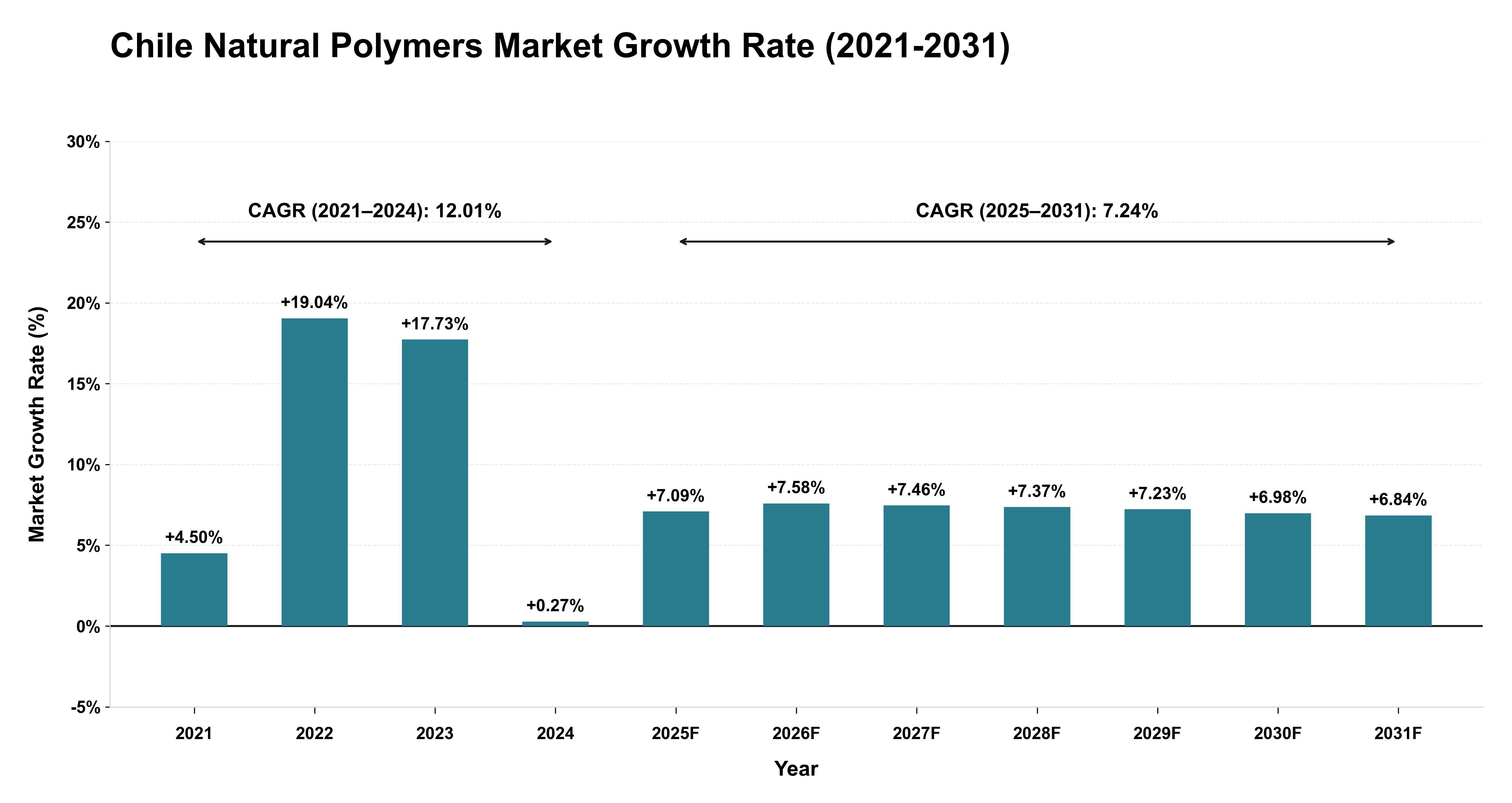 Chile Natural Polymers Market Growth Rate Analysis (2021-2031)
